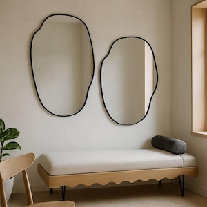 Irregular Wall Decor Mirror  - Wavy Decorative Bedroom Mirror - Asymmetrical Aesthetic Unique Mirror - Large Triangle Dual Abstract Mirror