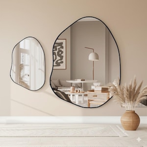 Large Asymmetrical Aesthetic Unique Mirror - Irregular Wall Decor Mirror  - Decorative Bedroom Mirror - Triangle Dual Abstract  ART Mirror