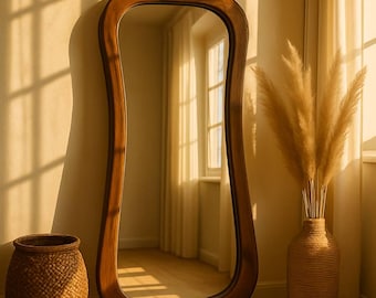 Handmade Wooden Full Length Mirror – Mid-Century Farmhouse Decor