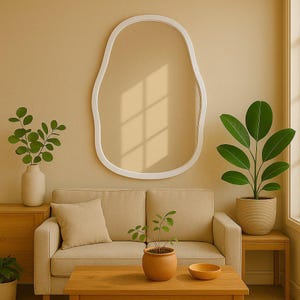 Wavy Wall Decorative Large Mirror - Asymmetrical Aesthetic Unique Mirror - Irregular Wave Bedroom Vanity Mirror - Customizable Size Mirror