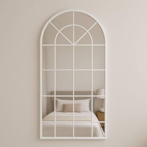 Window Large Mirror  - Full Length Decorative Aesthetic Mirror - Elegant Outdoor Decorative Pane Mirror  - Customizable Framed Window Mirror
