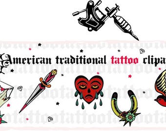 Amerykański tradycyjny tatuaż Clip Art