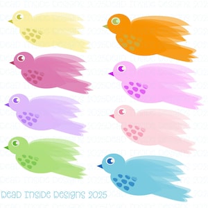 Clip art de pájaros en acuarela dibujados a mano