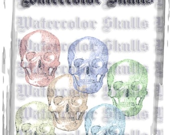 Watercolor Skull Clip Art
