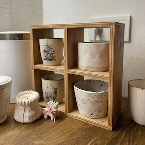 Wooden Mug Shelf, Coffee cup holder rack, Tea Cup Organizer, Cubby shelf for kitchen or coffee bar functional decor, Coffee Bar Storage