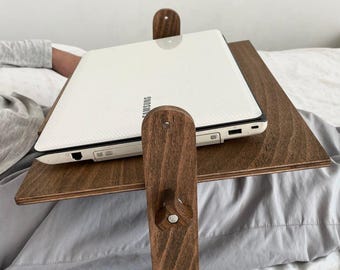 Wooden Laptop Table with Adjustable Height and Tilt, Bed Tray Laptop, Desk Foldable, Folding Laptop Bed Table