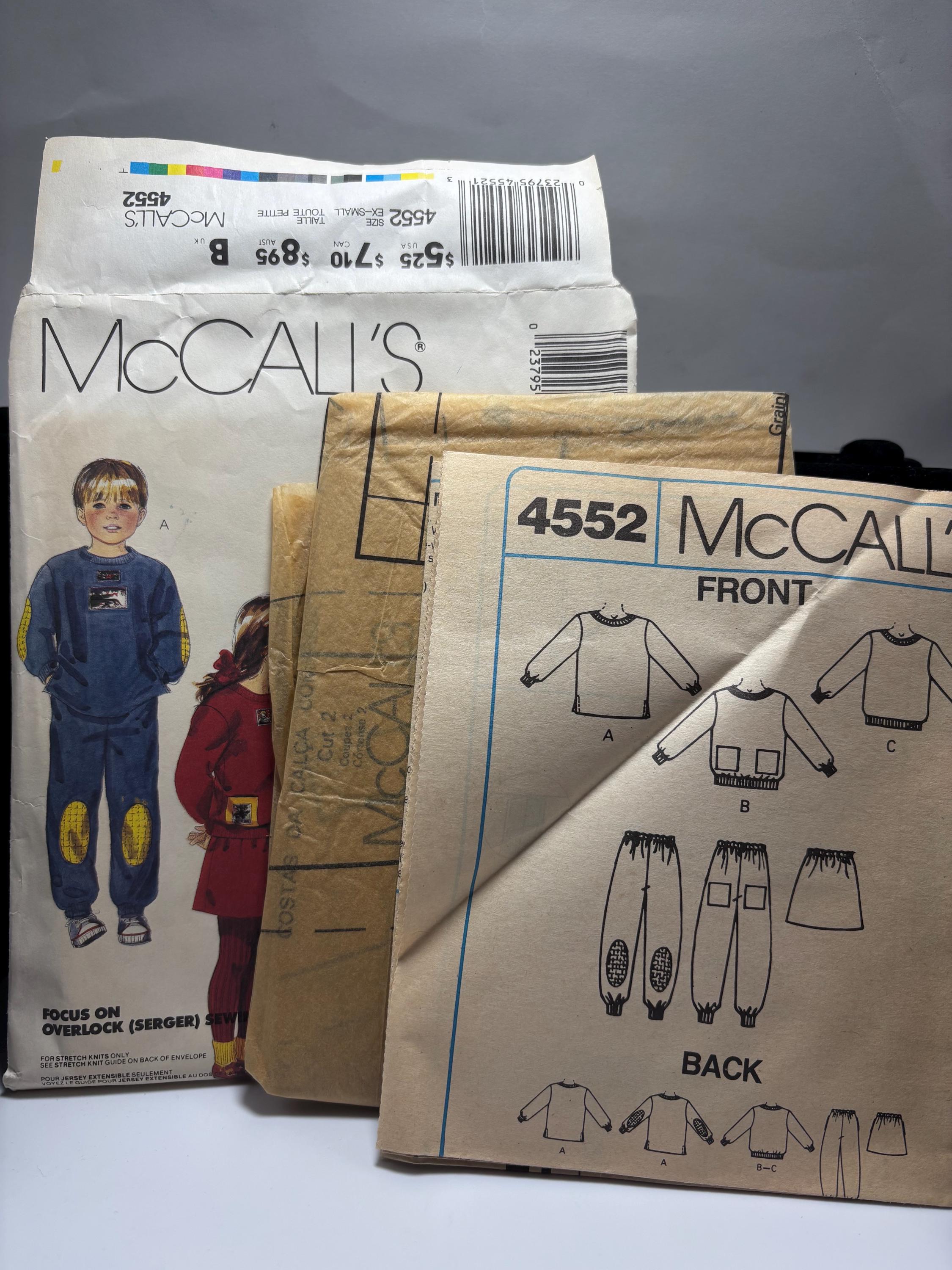 Vintage 1989 McCall’s 4552 Toddler & Children’s Knit Separates Pattern – Tops, Pants, Skirt Size XS (2–3) Uncut Totally 80s Style Lounging - Thumbnail 5