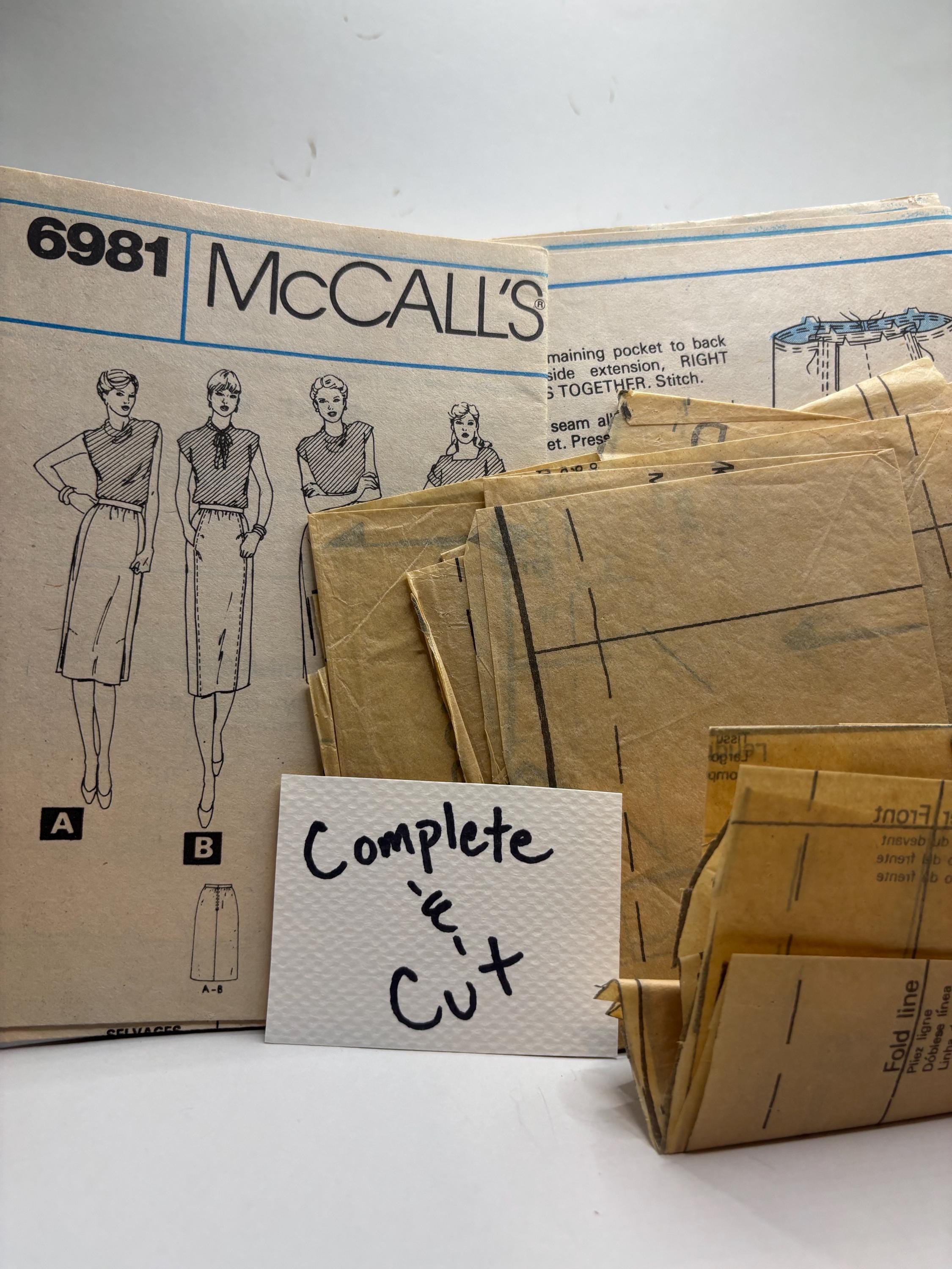 Vintage McCall’s 6981 | Misses’ High-Waisted Skirts with Front Pleats & Slit Options | Pockets! | Size 18 | Complete and Cut - No Envelope - Thumbnail 3