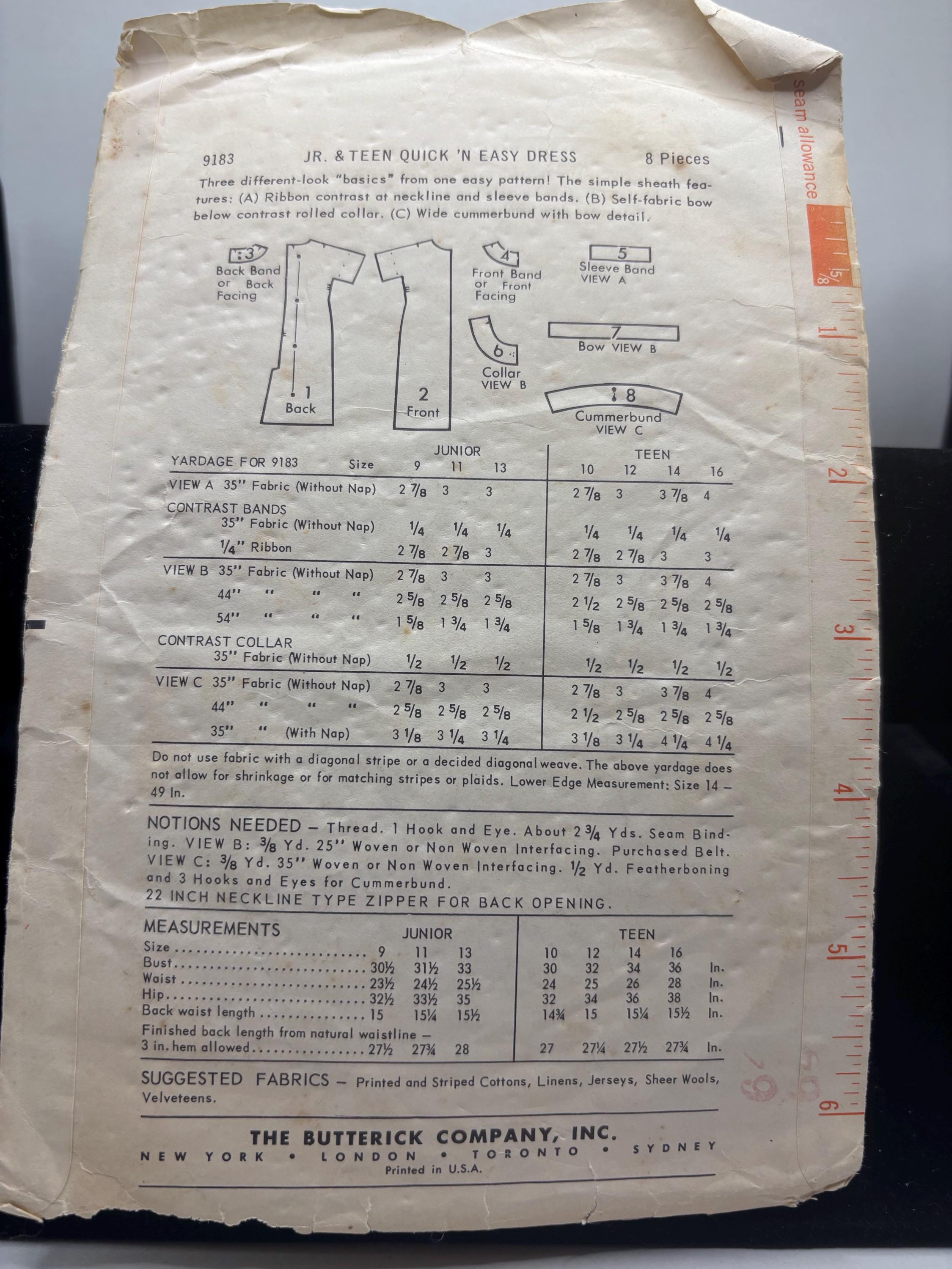 Vintage 1950s Butterick 9183 Sewing Pattern – Bust 36, Size 16 – “Quick ‘N Easy” Wiggle Dress Trio with Attitude - Thumbnail 4