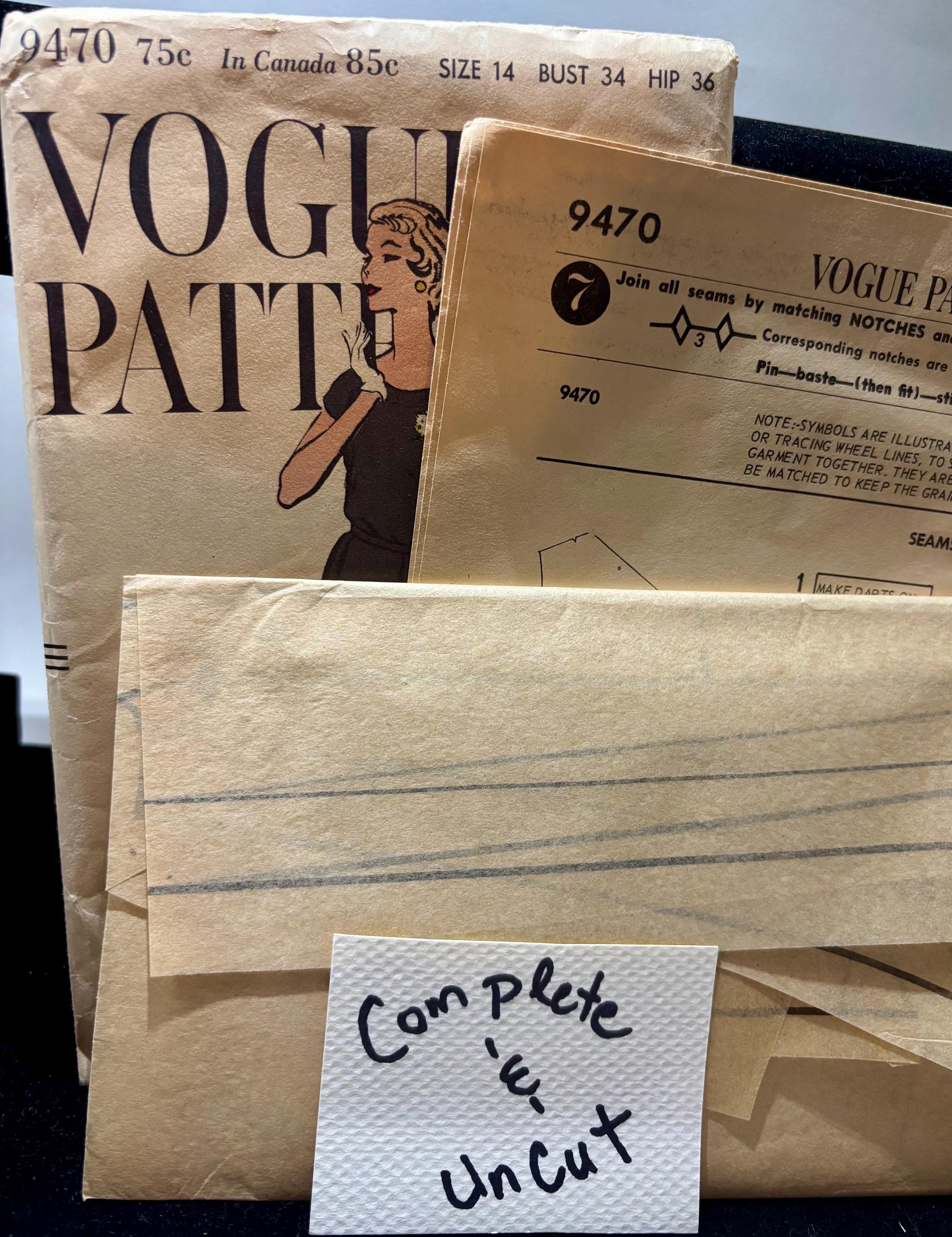 Vintage 1950s Vogue 9470 Sewing Pattern – Misses Size 14 Bust 34 Hip 36 – Slim Sheath Dress with Kimono Sleeves – Complete Uncut - Thumbnail 6