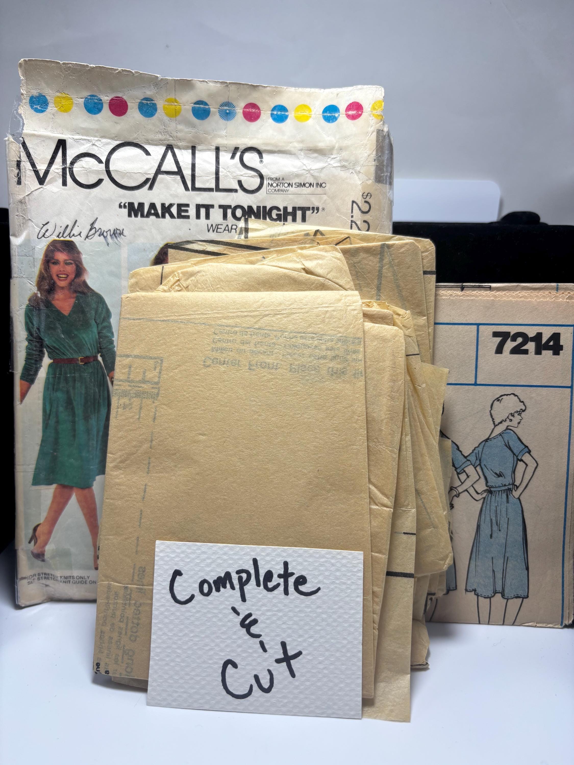 Vintage McCall’s 7214 1980s Wrap Dress Pattern – Size Large – Complete & Cut – “Make It Tonight, Wear It Tomorrow” Retro Confidence - Thumbnail 5