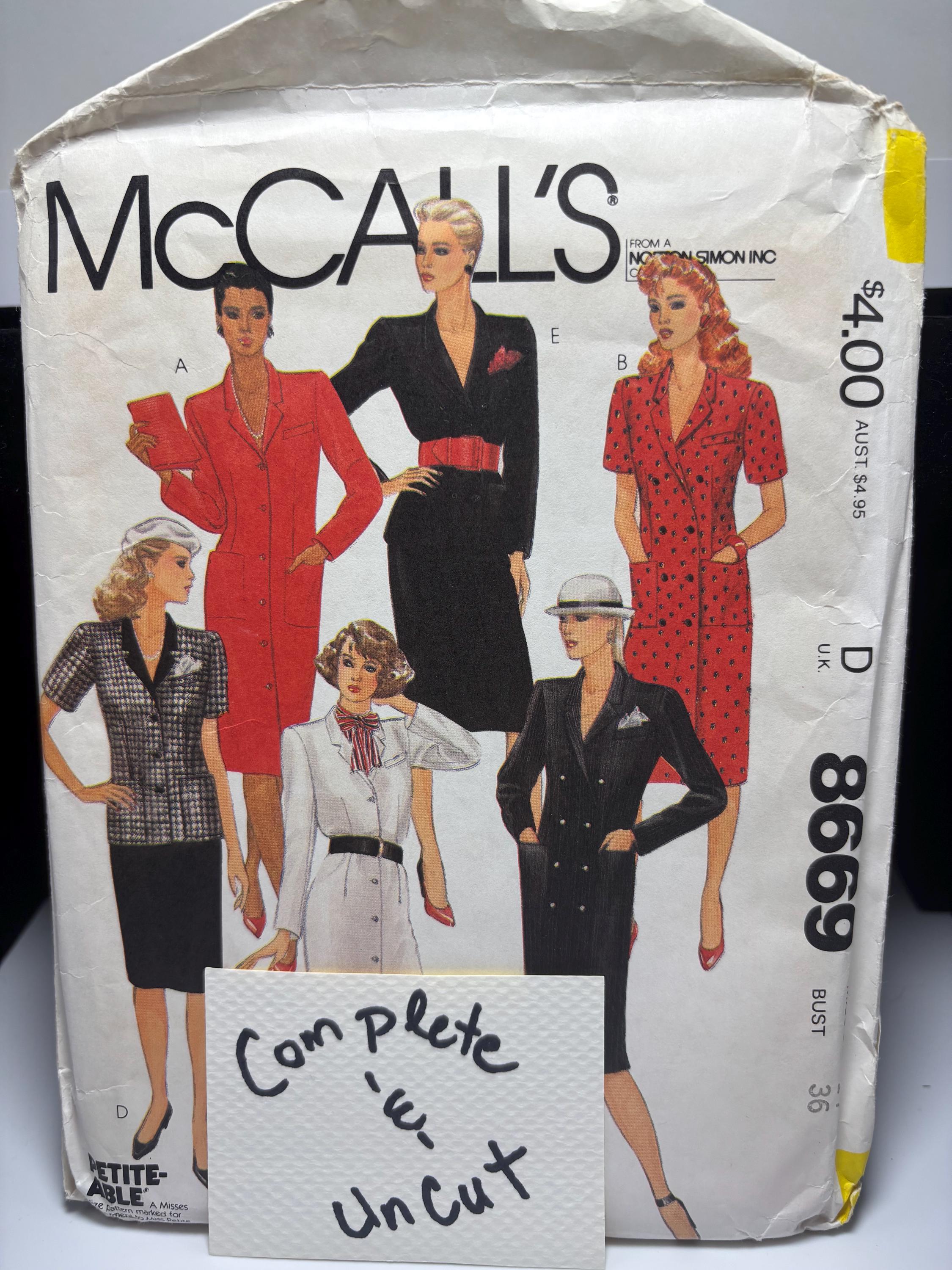 McCall’s 8669 (1989) Power Suit Pattern – Size 14 Bust 36 – “Goth Moll” Edition – Mob-Wife Glamour Corporate Noir – Complete & Uncut - Thumbnail 2