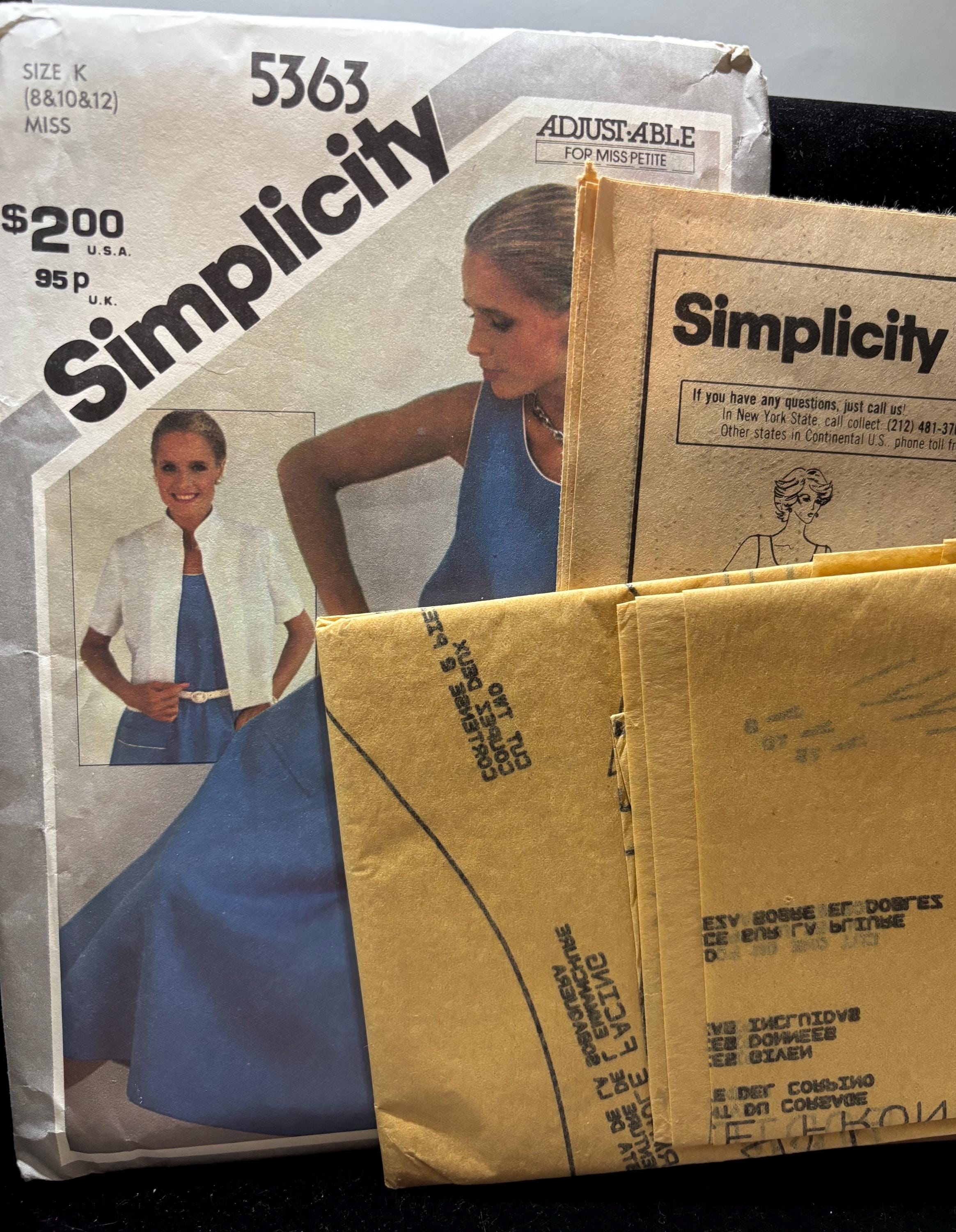 Vintage 1970s/1980s Simplicity 5363 Sewing Pattern – Misses Dress Jacket, Size K (8-12) – Fast & Fabulous, Complete Uncut - Thumbnail 4