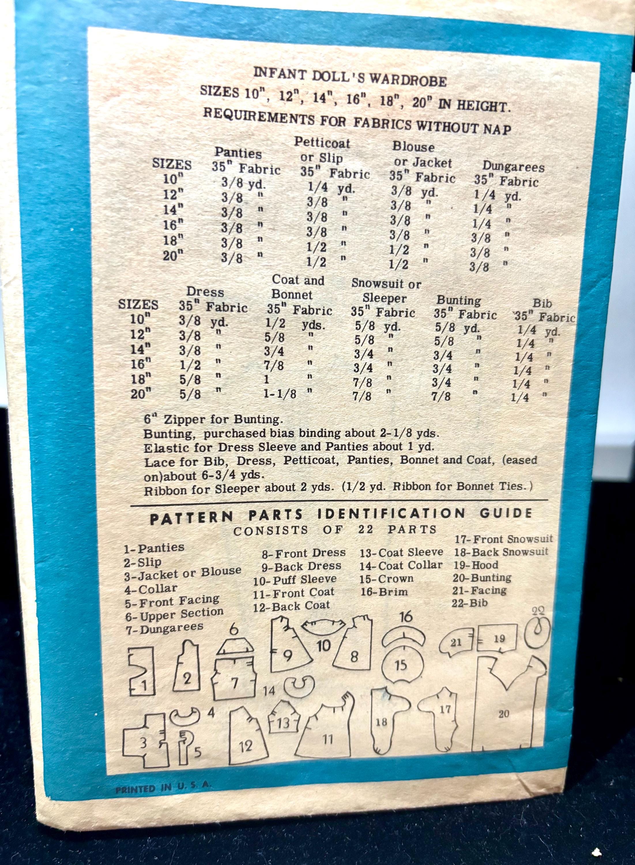 Vintage Anne Adams 4870 Infant Doll Wardrobe Pattern – Fits 10–20” Dolls – Petticoats, Bonnets, Buntings & More – Complete and Cut 1940s - Thumbnail 3