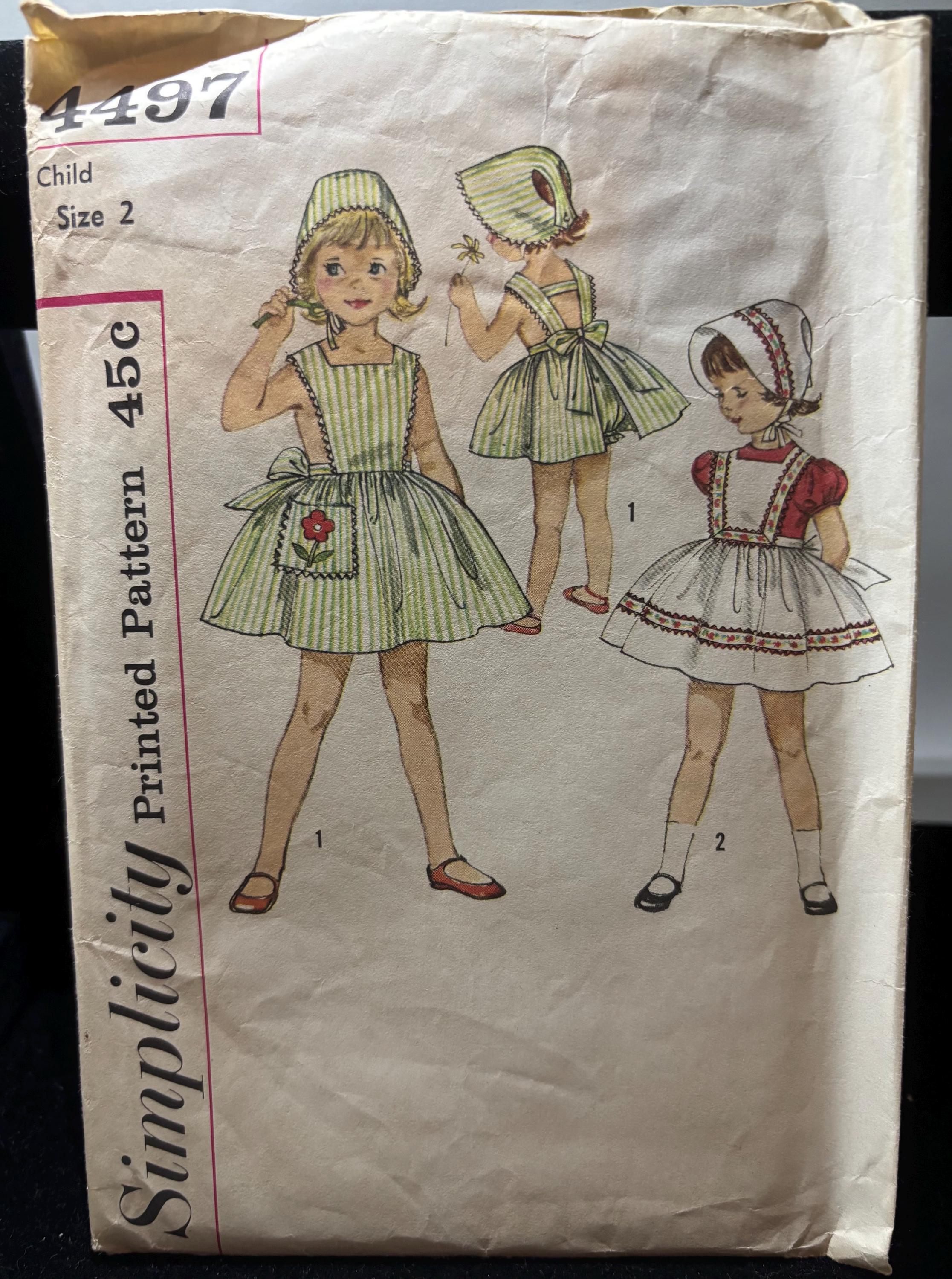 Vintage 1950s Simplicity 4497 Sewing Pattern – Child Size 2 – Girl’s Sundress, Bonnet & Panties – Complete Cut - Thumbnail 2