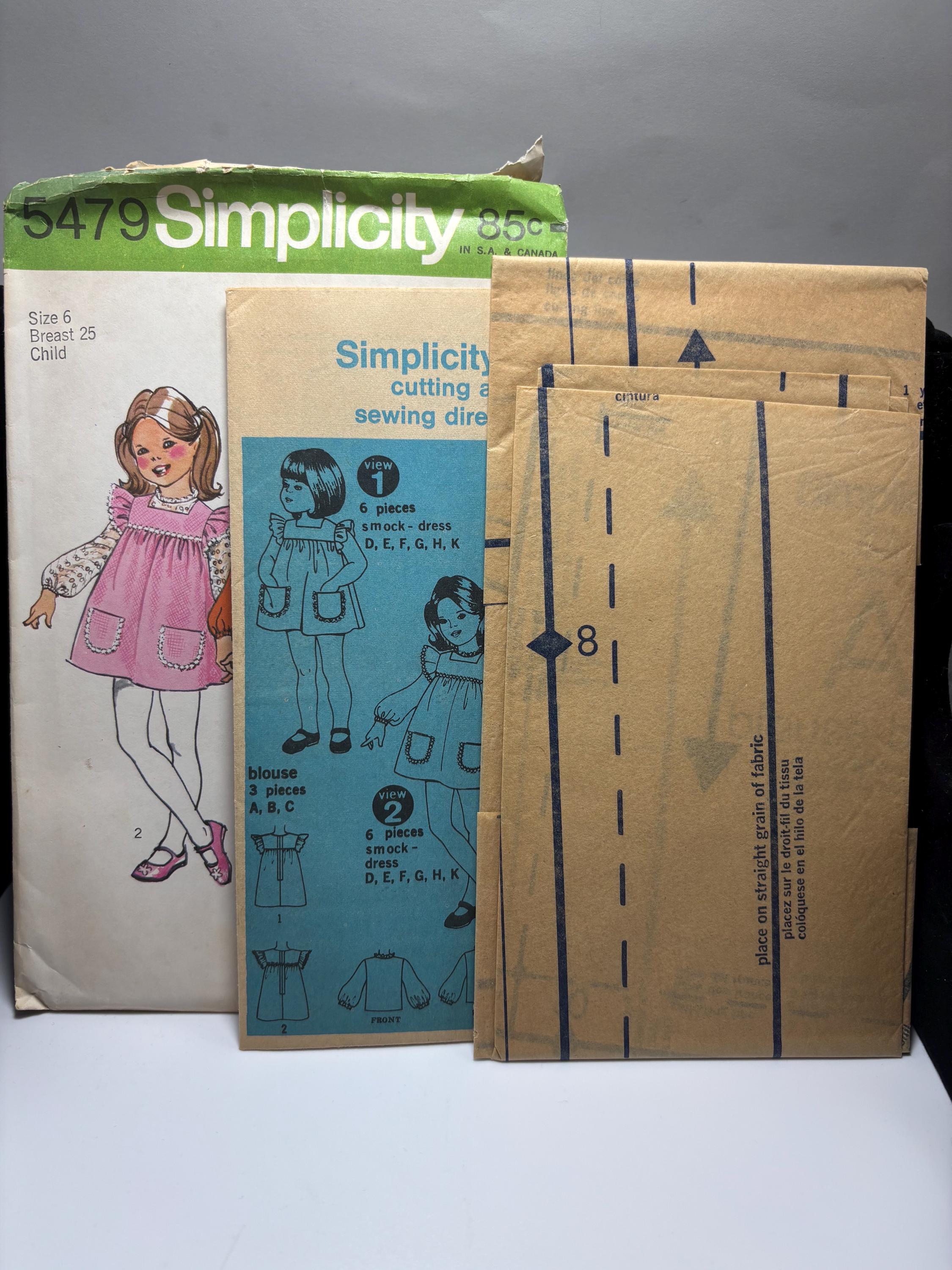 Vintage Simplicity 5479 Sewing Pattern – Child’s Smock Dress, Top & Blouse – Size 6, Breast 25 – 1972 Uncut - Thumbnail 4