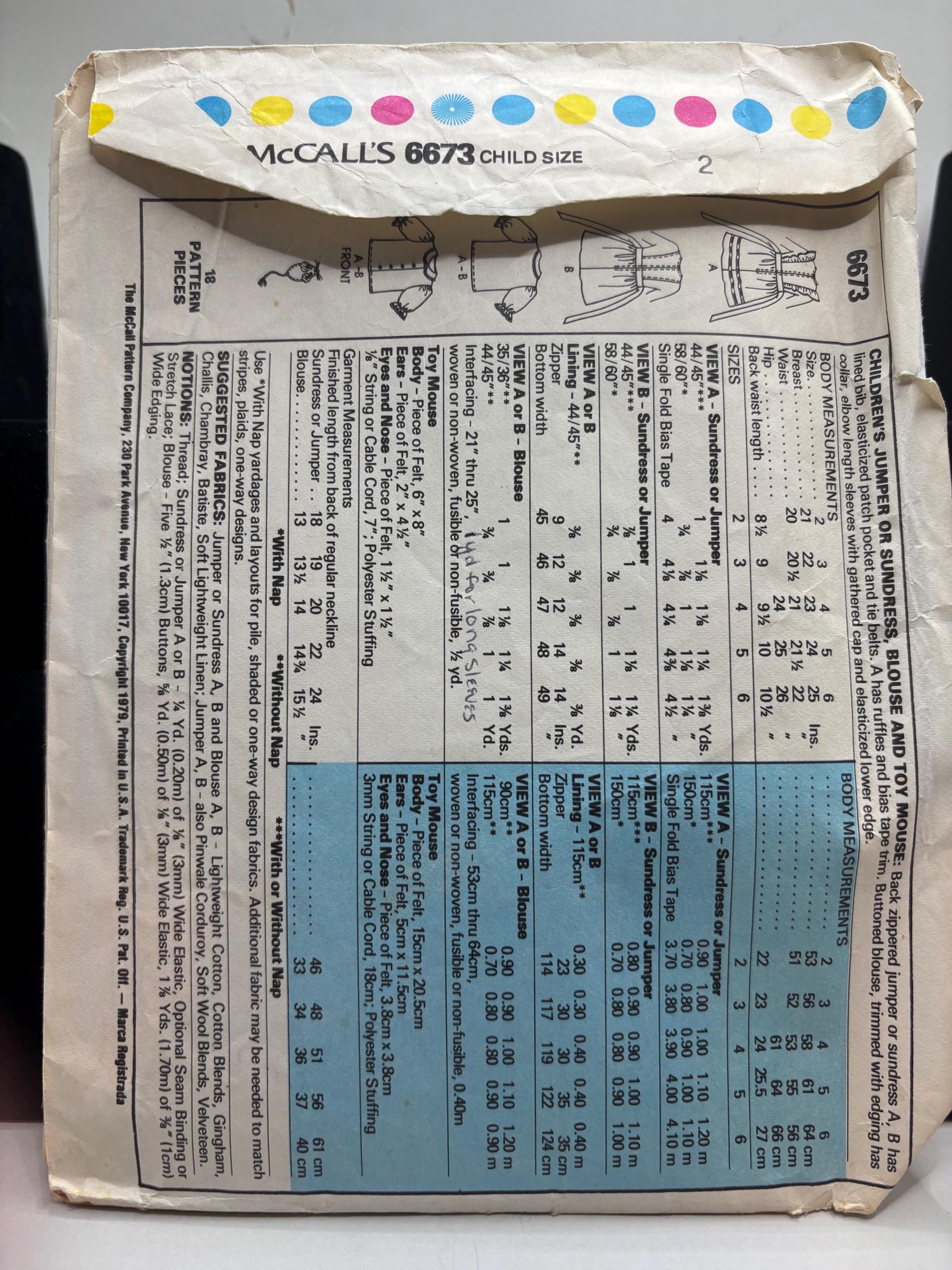 Vintage 1970s McCall’s 6673 Sewing Pattern – Child Size 2 - Retro Cottagecore Pinafore Dress Sewing Pattern - Thumbnail 3