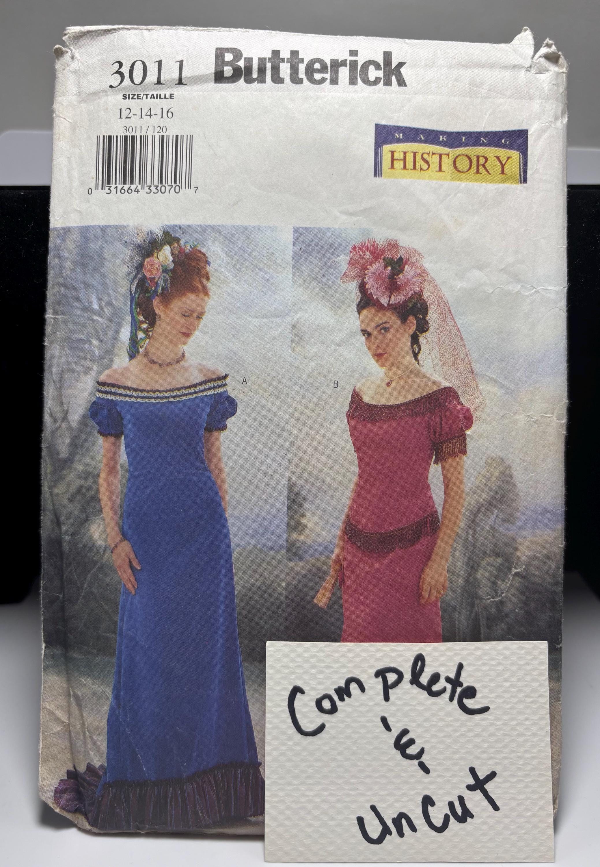 Butterick 3011 Vintage Sewing Pattern – Making History Series – Misses’ Off-the-Shoulder Evening Dress – Sizes 12, 14, 16 – Complete & Uncut