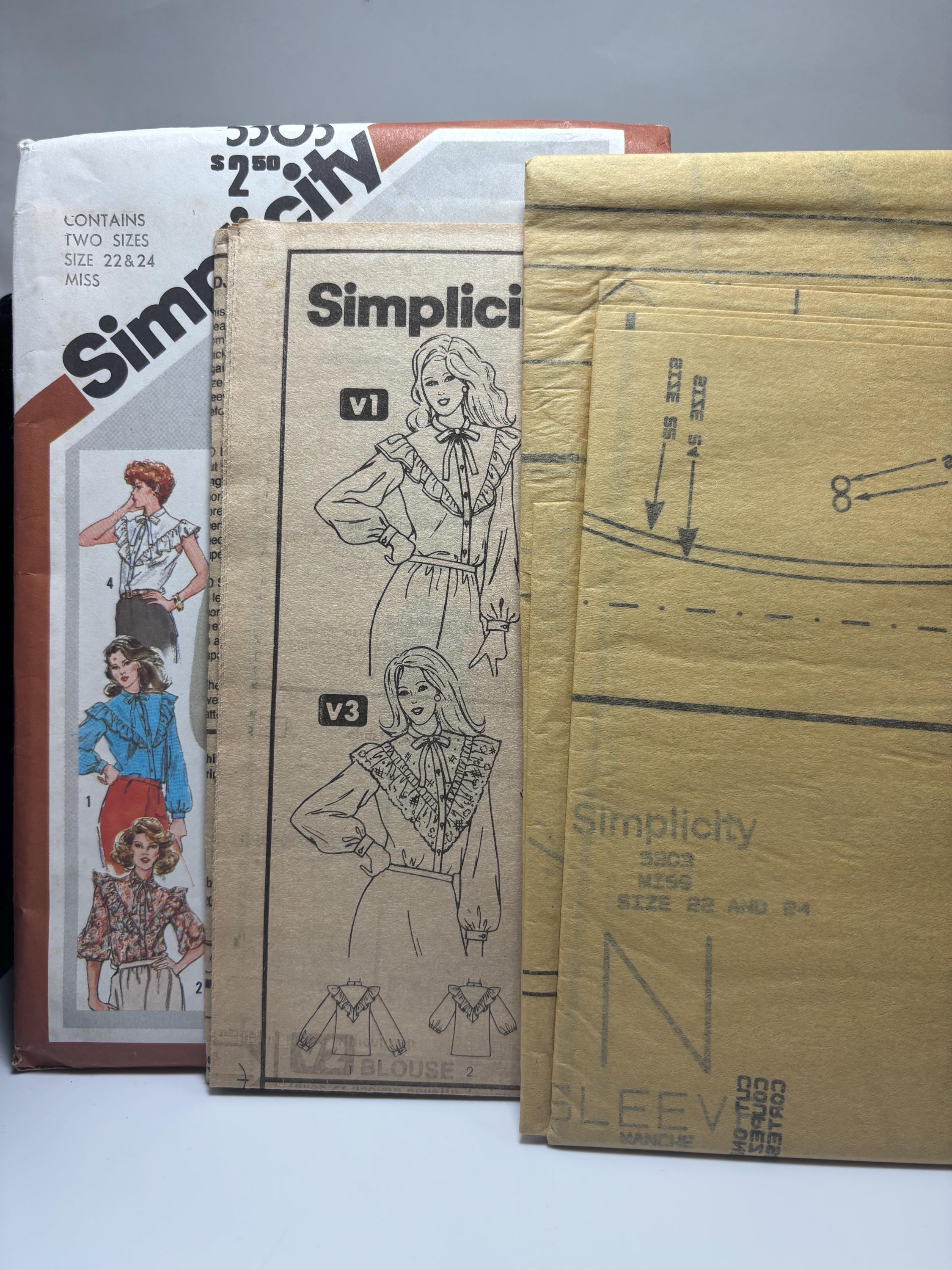 Vintage Simplicity 5505 – 1980s Romantic Ruffle Blouse Pattern – Size 22/24 – Complete & Uncut – Lace Victorian Secretary Top - Thumbnail 4