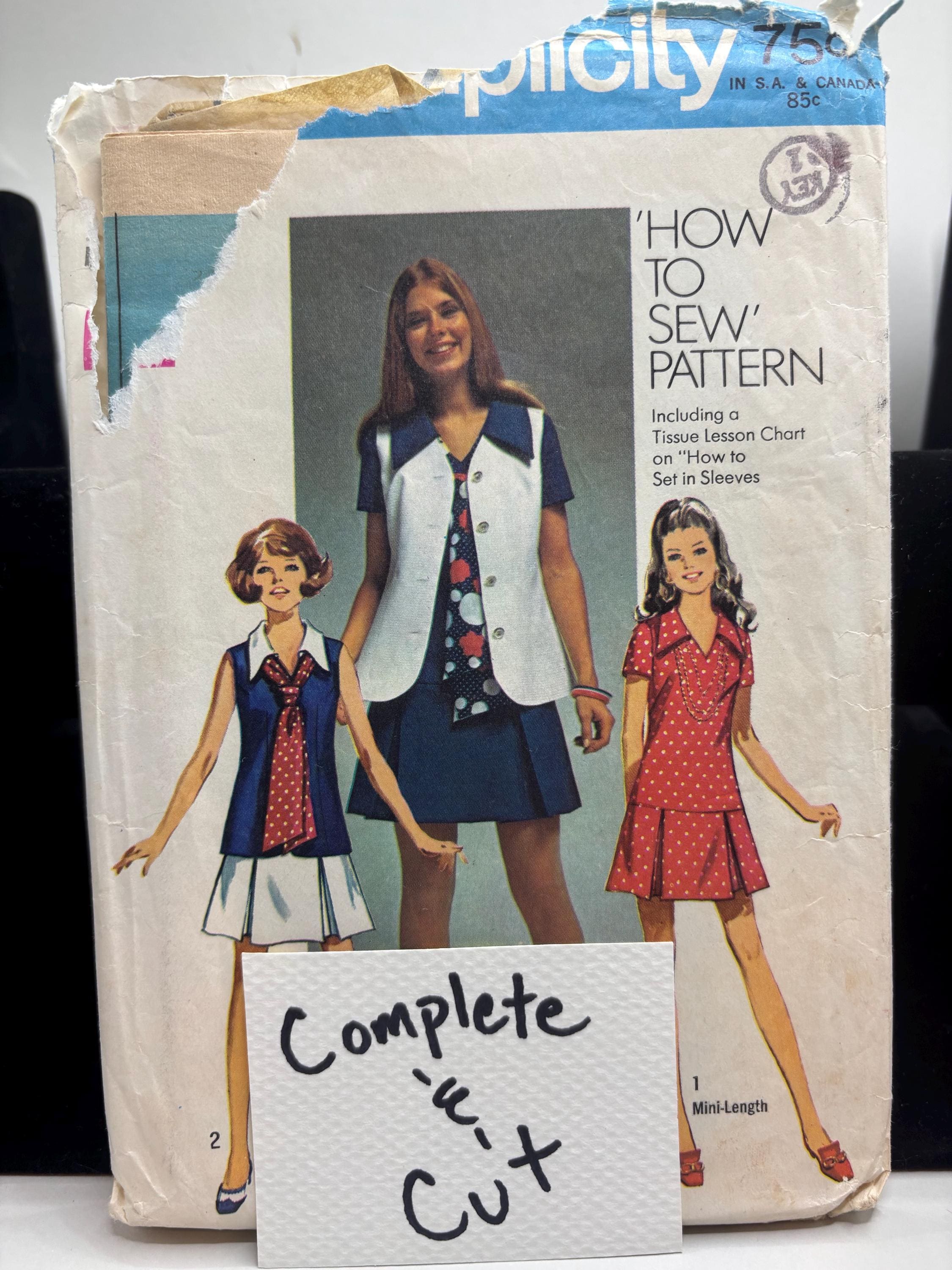 Vintage Simplicity 8615 “How to Sew” Pattern | 1960s Mini Dress & Vest | Size 12 Bust 34 | Complete and Cut