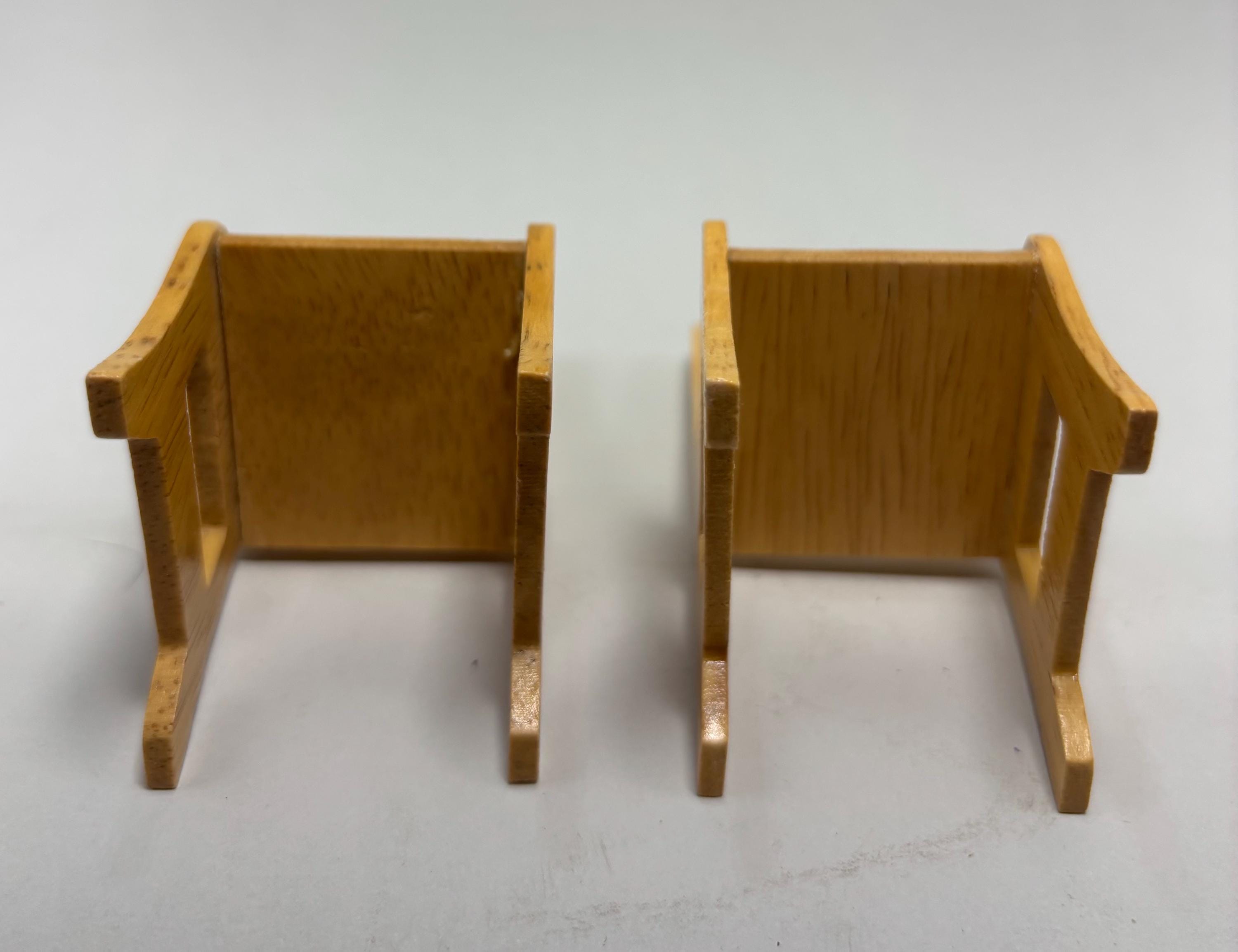 Vintage Miniature Wooden Dollhouse Furniture Set – 2 Chairs + Table – Whimsical  1:12 Scale - Perfect for Crafting, Fairy Homes, or Play - Thumbnail 5