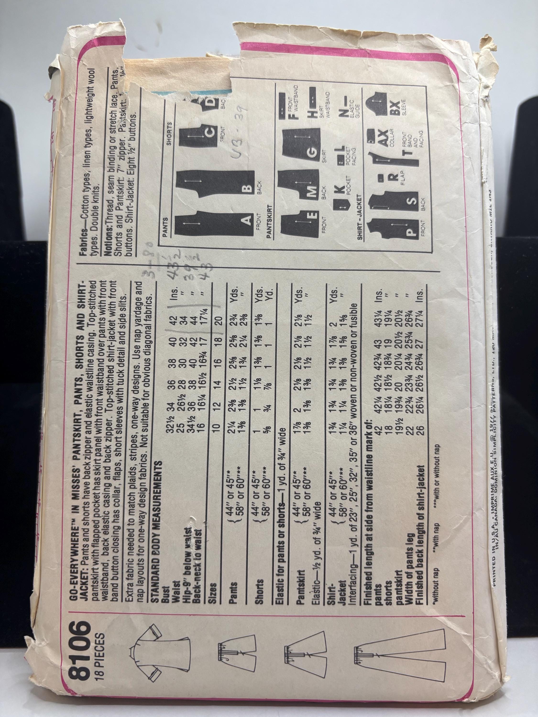 1970s Simplicity 8106 “Go Everywhere” Shirt-Jacket, Pantskirt, Shorts & Pants – Size 12-14 – Vintage Cut and Complete Sewing Pattern - Thumbnail 3