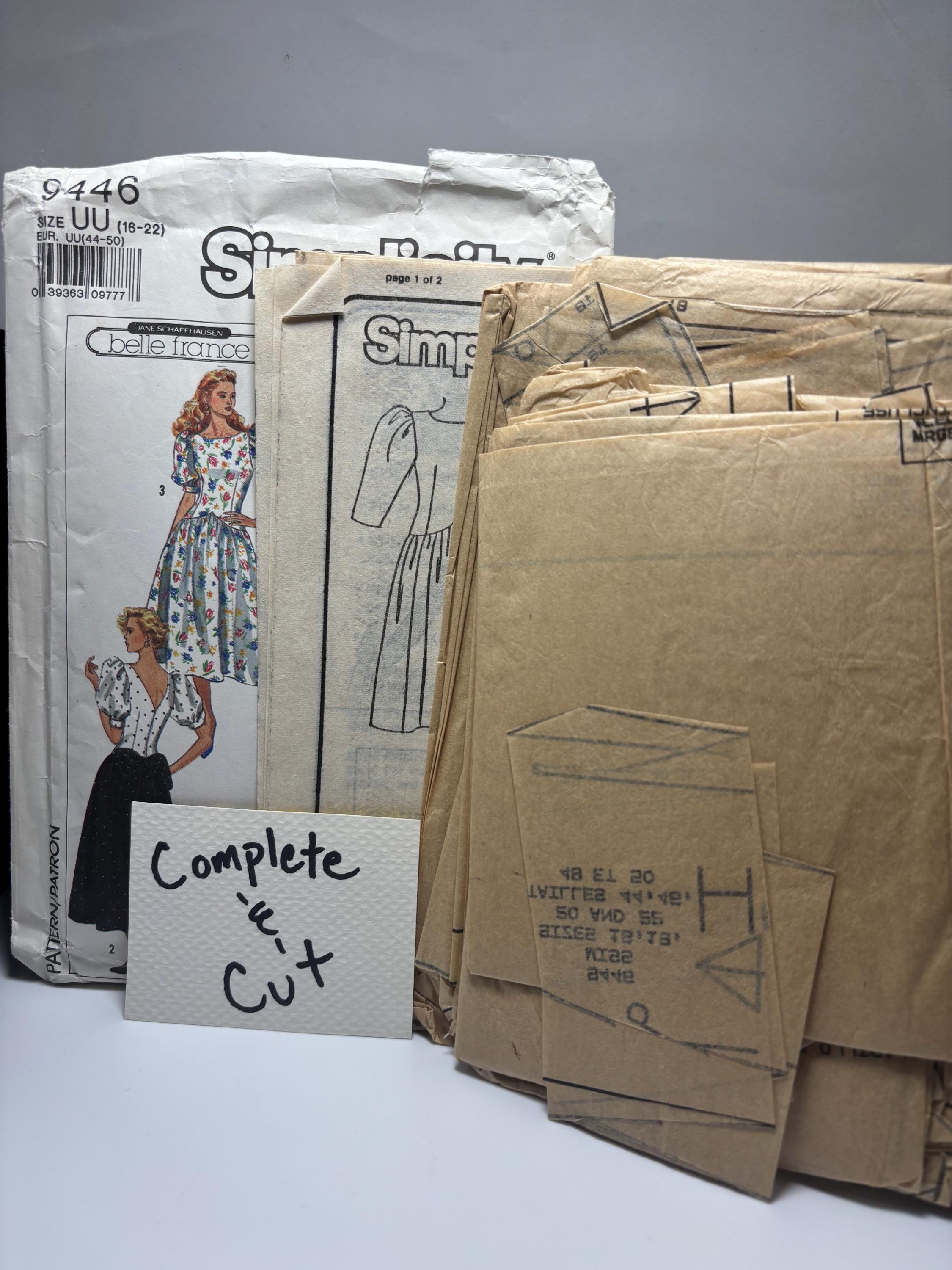 Simplicity 9446 (1980s) “Belle France” Dress Pattern – Size 18–22 – 1984 Sixteen Candles School Dance Edition – Complete & Cut - Thumbnail 5