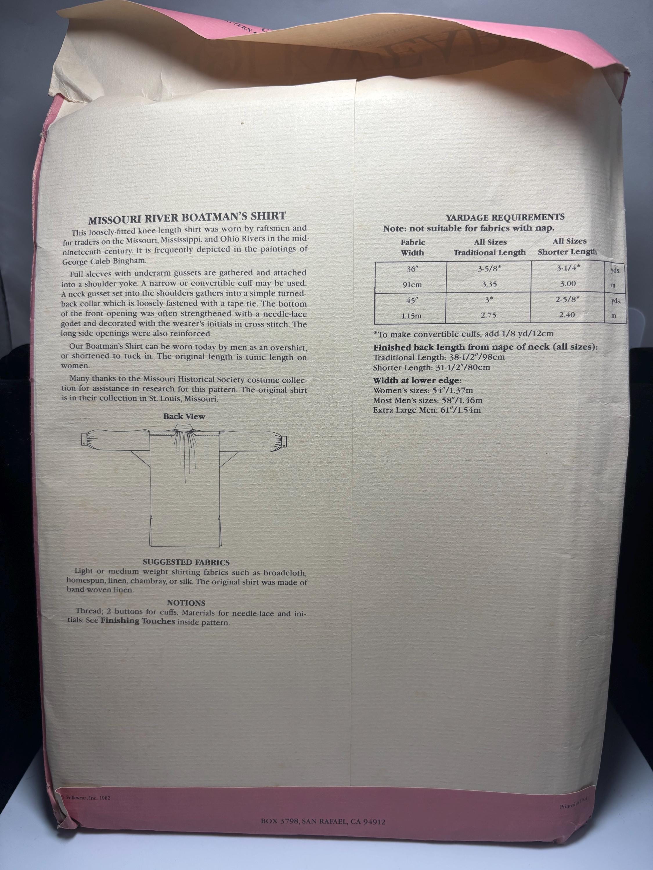 Folkwear 204 Missouri River Boatman’s Shirt Pattern | Uncut Historical Tunic | Folkwear 1982 | Cosplay or Re-enacting Costume Sewing Pattern - Thumbnail 2