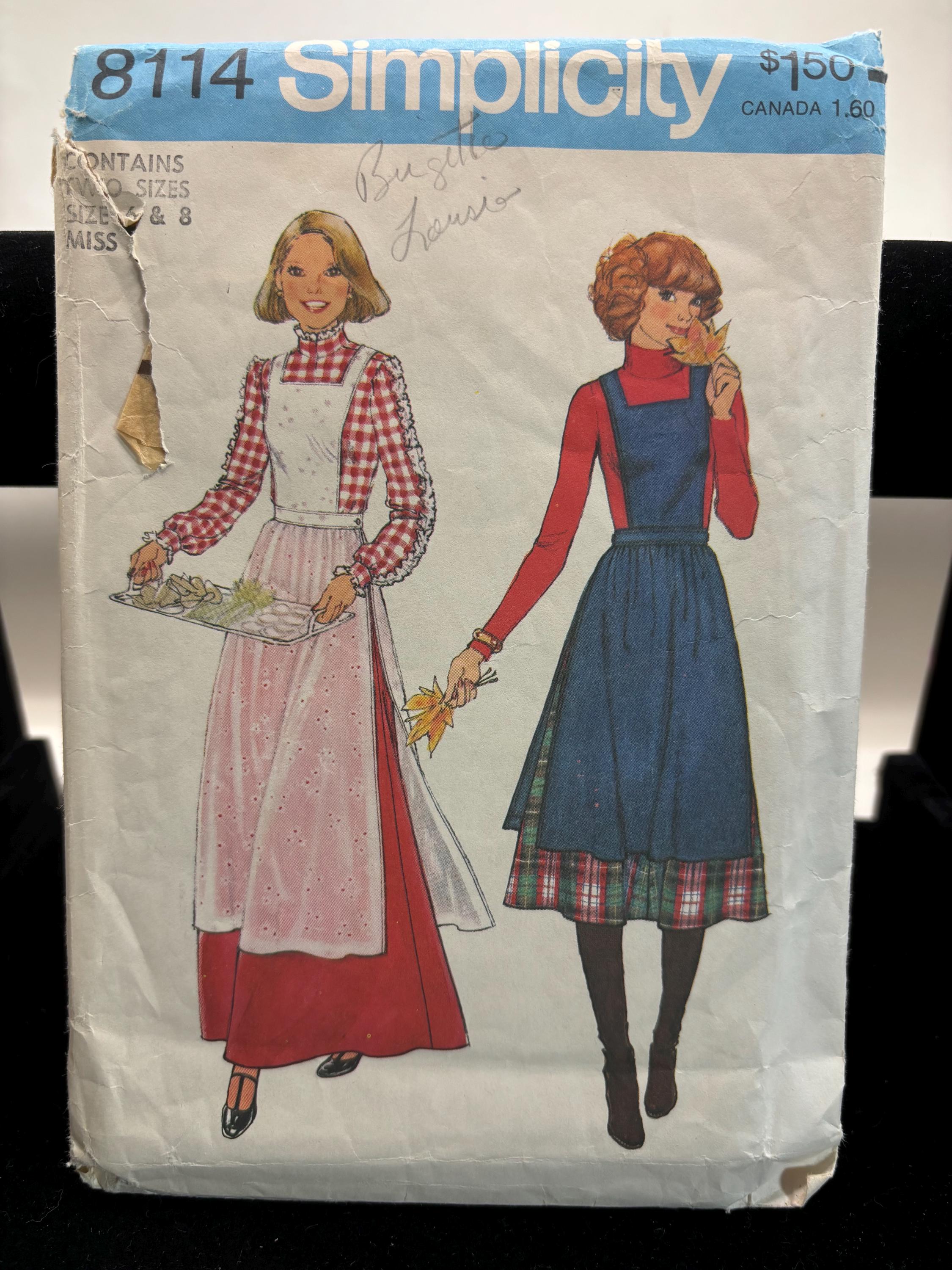 Vintage Simplicity 8114 Sewing Pattern – 1970s Prairie Apron & Jumper Dress | Cottagecore DIY Wardrobe