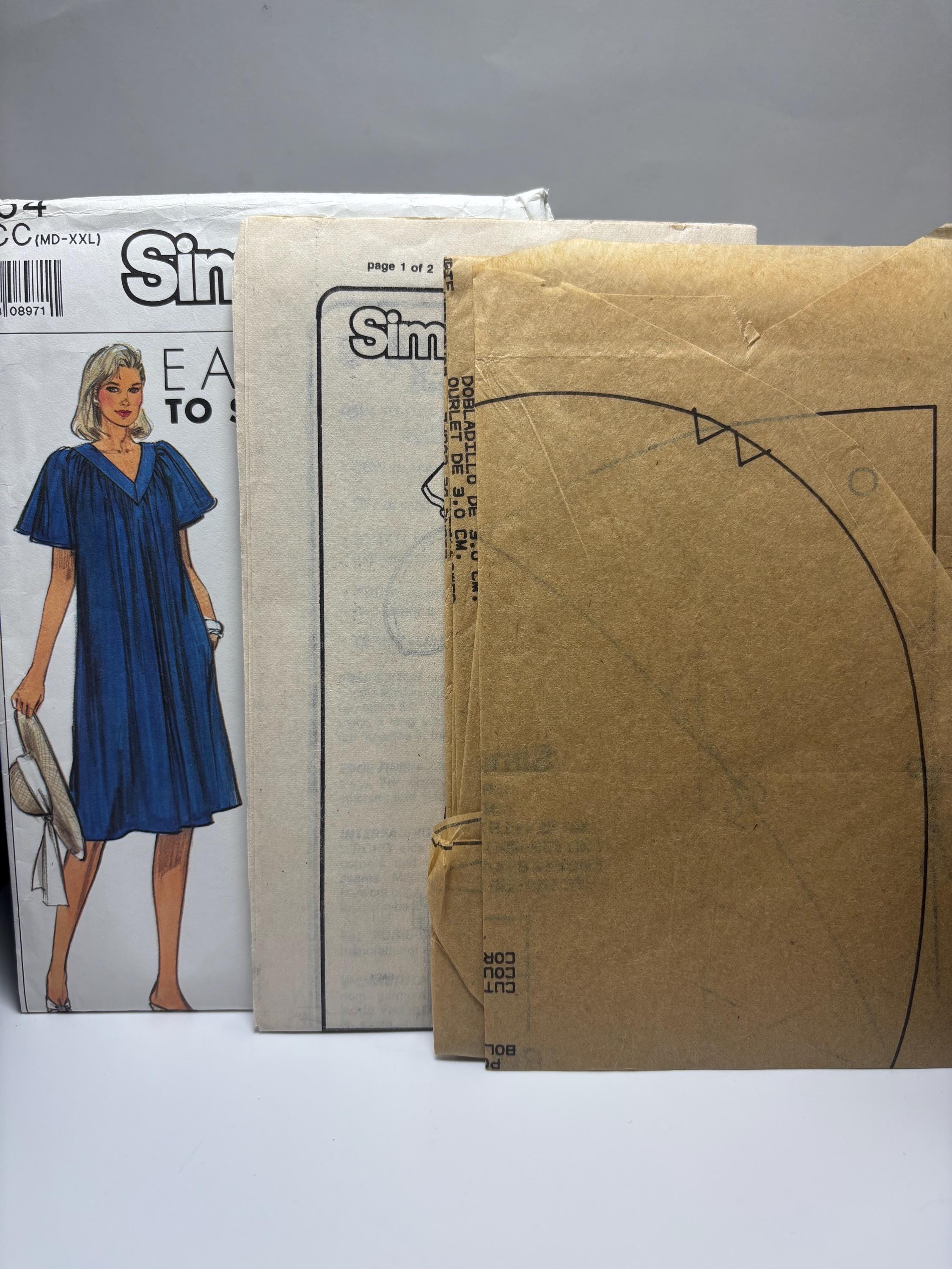 Vintage Simplicity 9154 — Easy-to-Sew Caftan Dress Pattern (Size CC MD–XXL) — Short and Long Muumuu Style — Complete & Cut - Thumbnail 4
