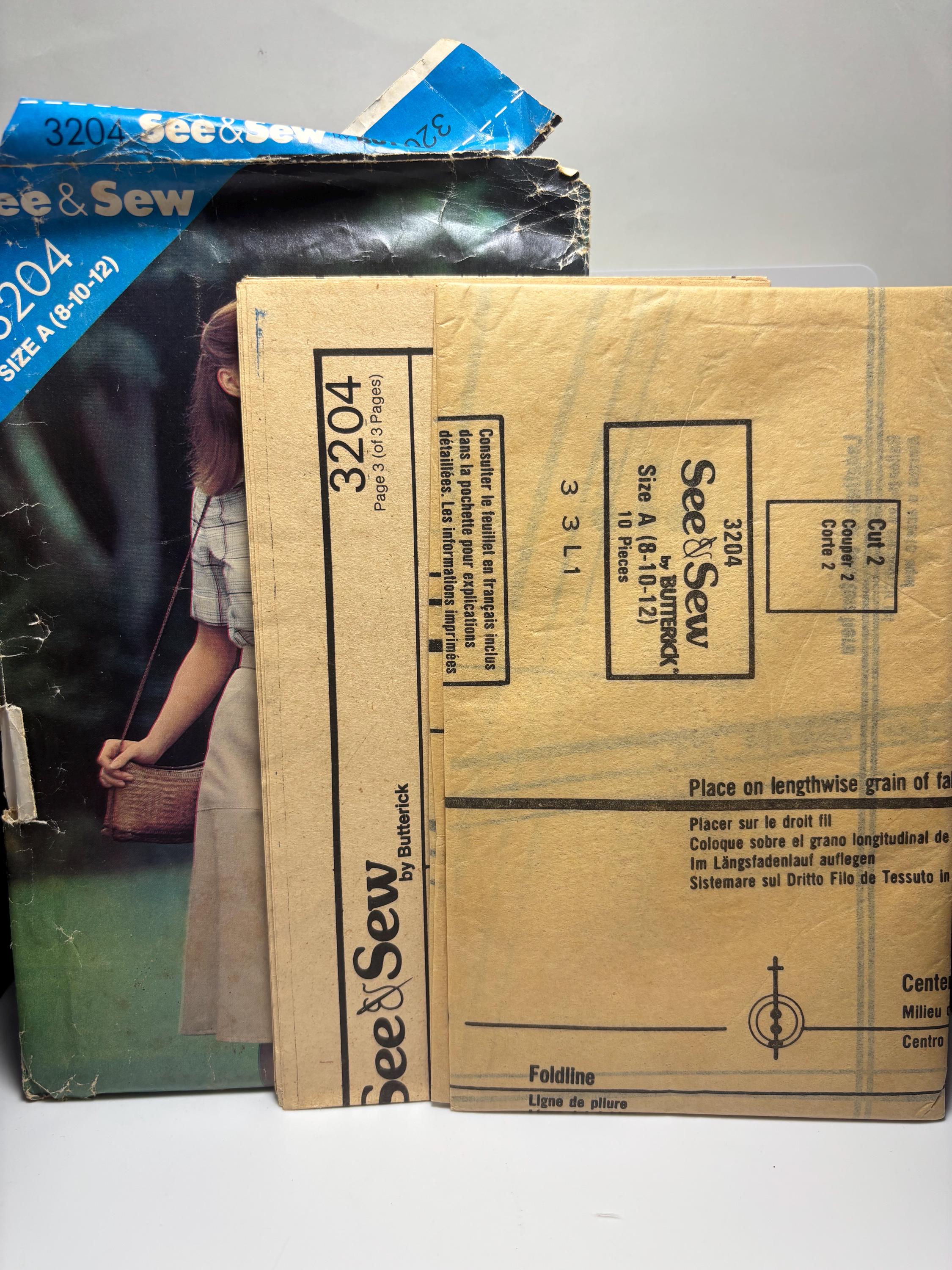 Vintage See & Sew 3204 Shirt and Skirt Sewing Pattern (Size A 8-12) – Cottagecore Spring Outfit with Collared Blouse and A-Line Skirt Uncut - Thumbnail 4