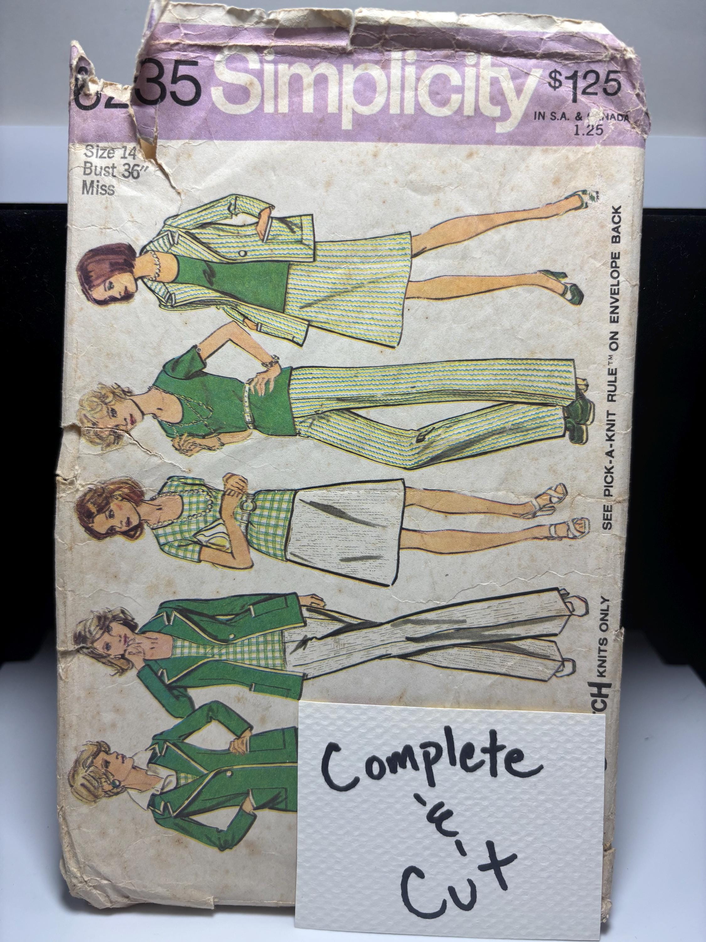 Vintage Simplicity 6235 1970s Women’s Mix-and-Match Wardrobe Pattern – Size 14 – Complete & Cut – A Combination for Every Day of the Week