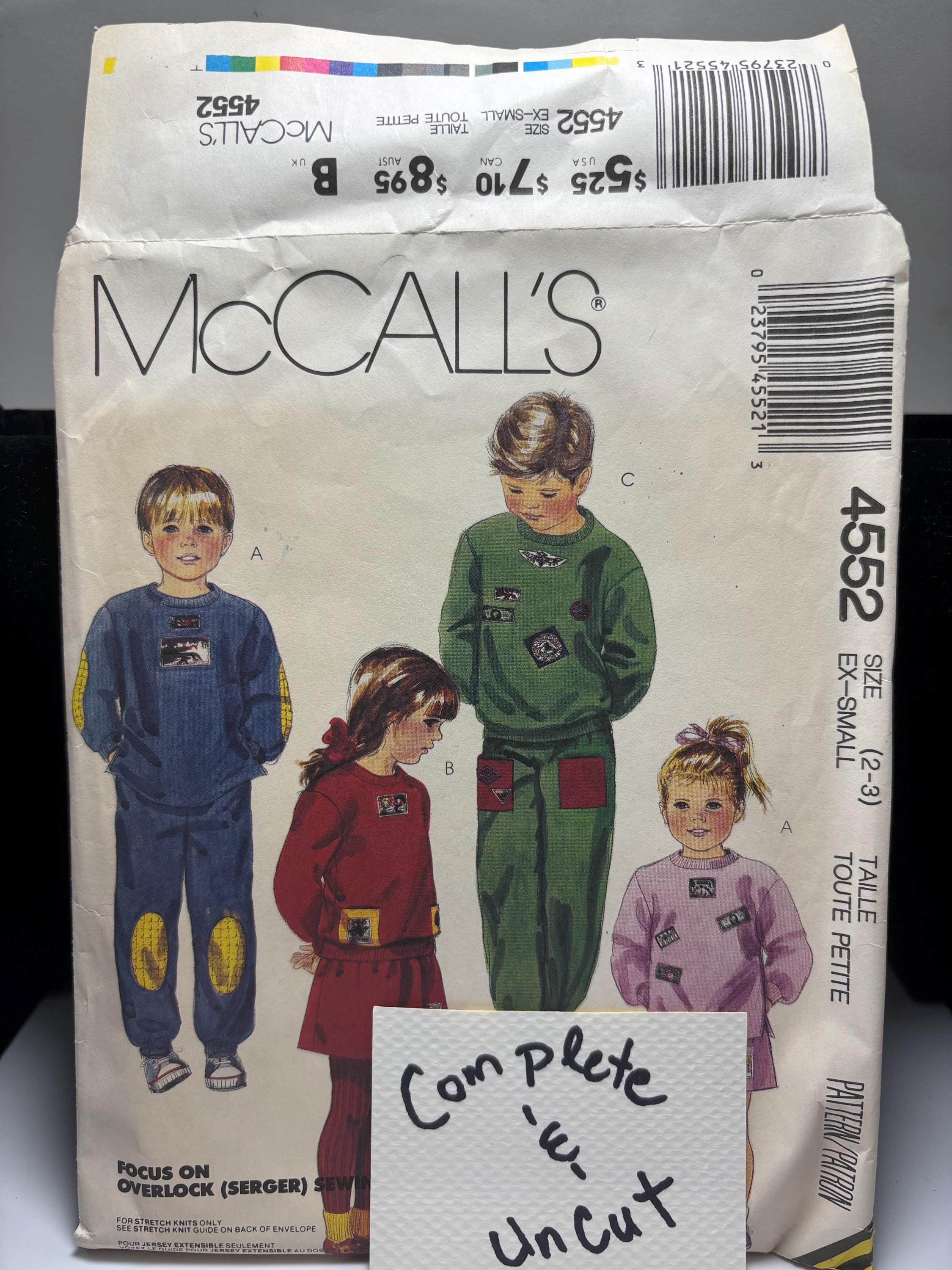 Vintage 1989 McCall’s 4552 Toddler & Children’s Knit Separates Pattern – Tops, Pants, Skirt Size XS (2–3) Uncut Totally 80s Style Lounging