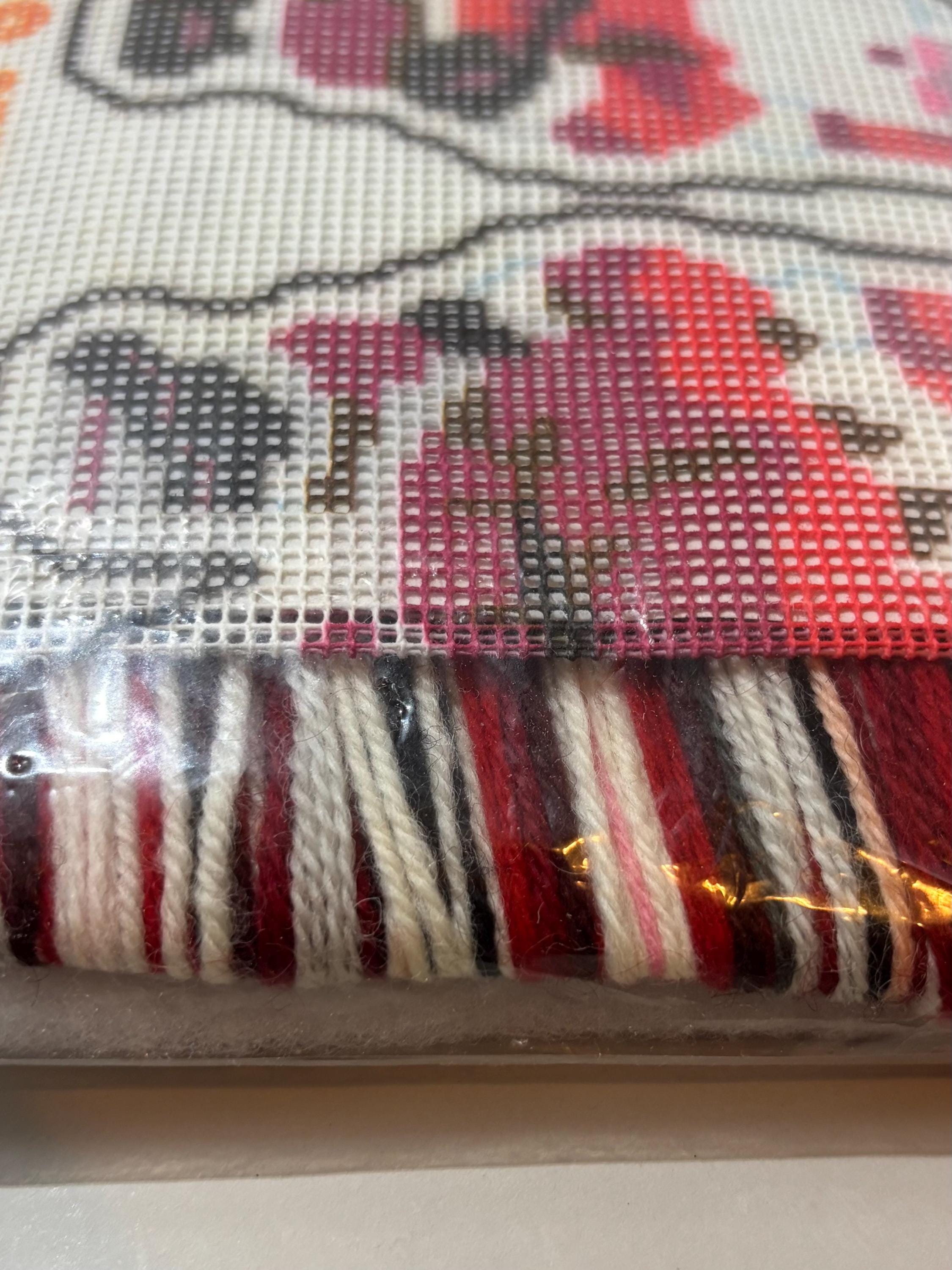 Vintage 1980 “Santa with a Sack” Needlepoint Kit – Jiffy Sunset Designs – Naughty Holiday Ornament Craft – Double-Sided & Fully Stuffable - Thumbnail 3