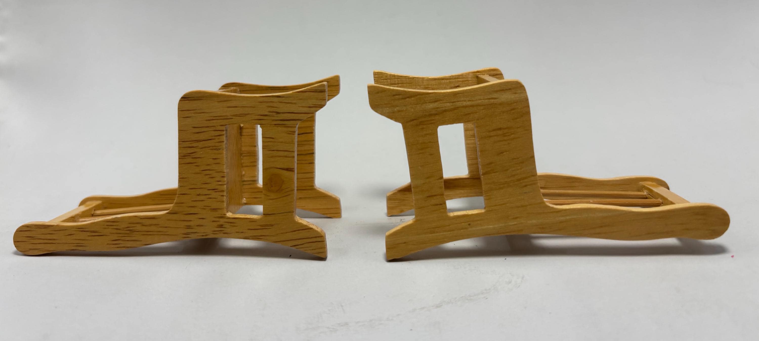 Vintage Miniature Wooden Dollhouse Furniture Set – 2 Chairs + Table – Whimsical  1:12 Scale - Perfect for Crafting, Fairy Homes, or Play - Thumbnail 4