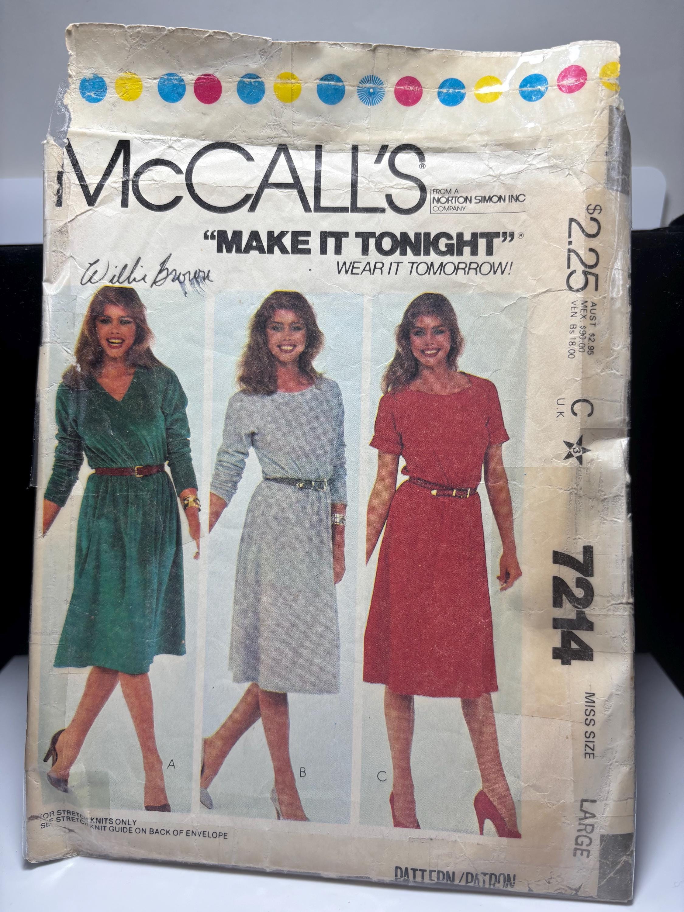 Vintage McCall’s 7214 1980s Wrap Dress Pattern – Size Large – Complete & Cut – “Make It Tonight, Wear It Tomorrow” Retro Confidence - Thumbnail 2