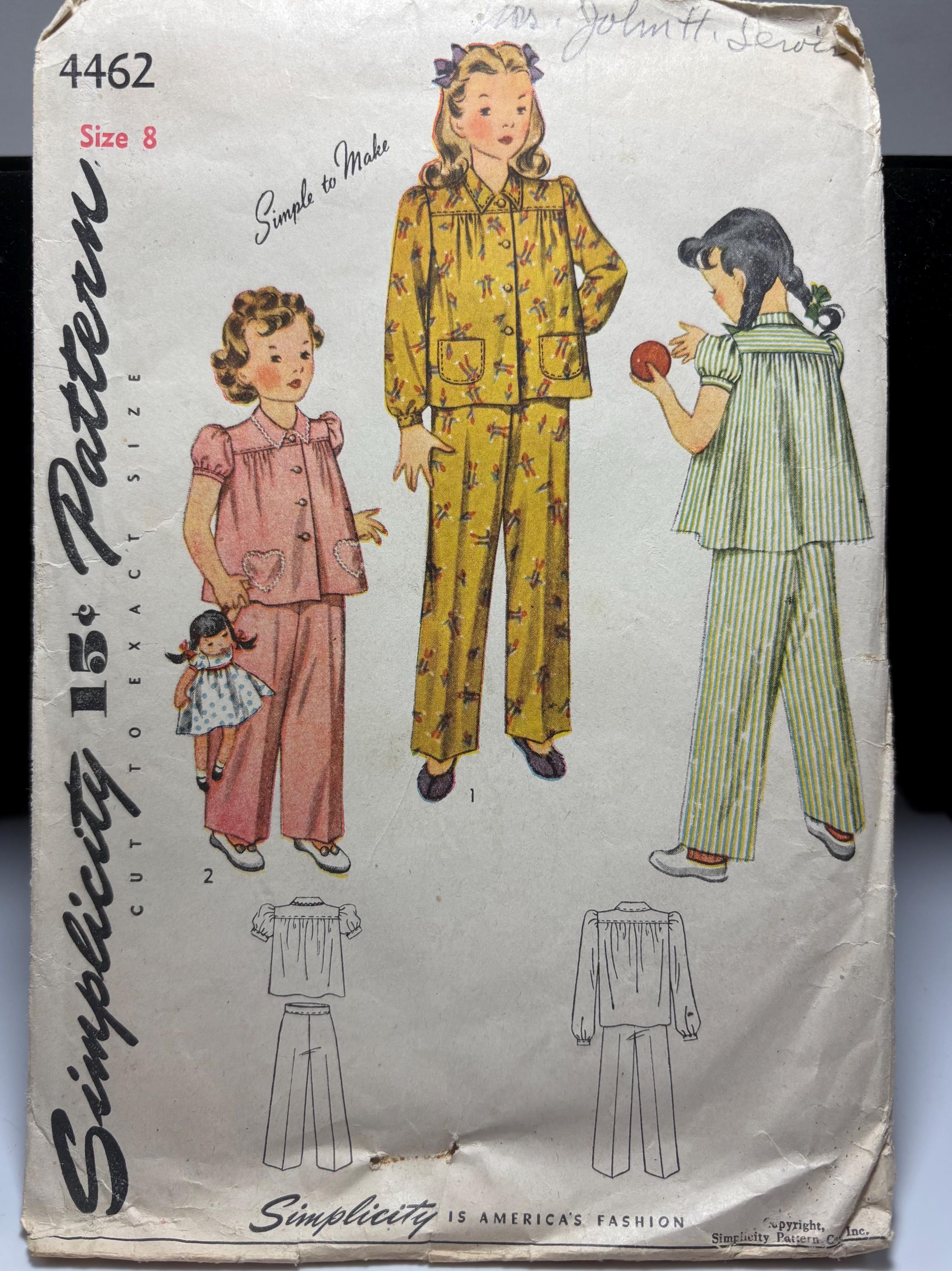 Vintage 1950s Simplicity 4462 Girl’s Pajama Set Sewing Pattern – Size 8 – Complete & Uncut Retro Saturday Morning Cartoons Vibes - Thumbnail 2