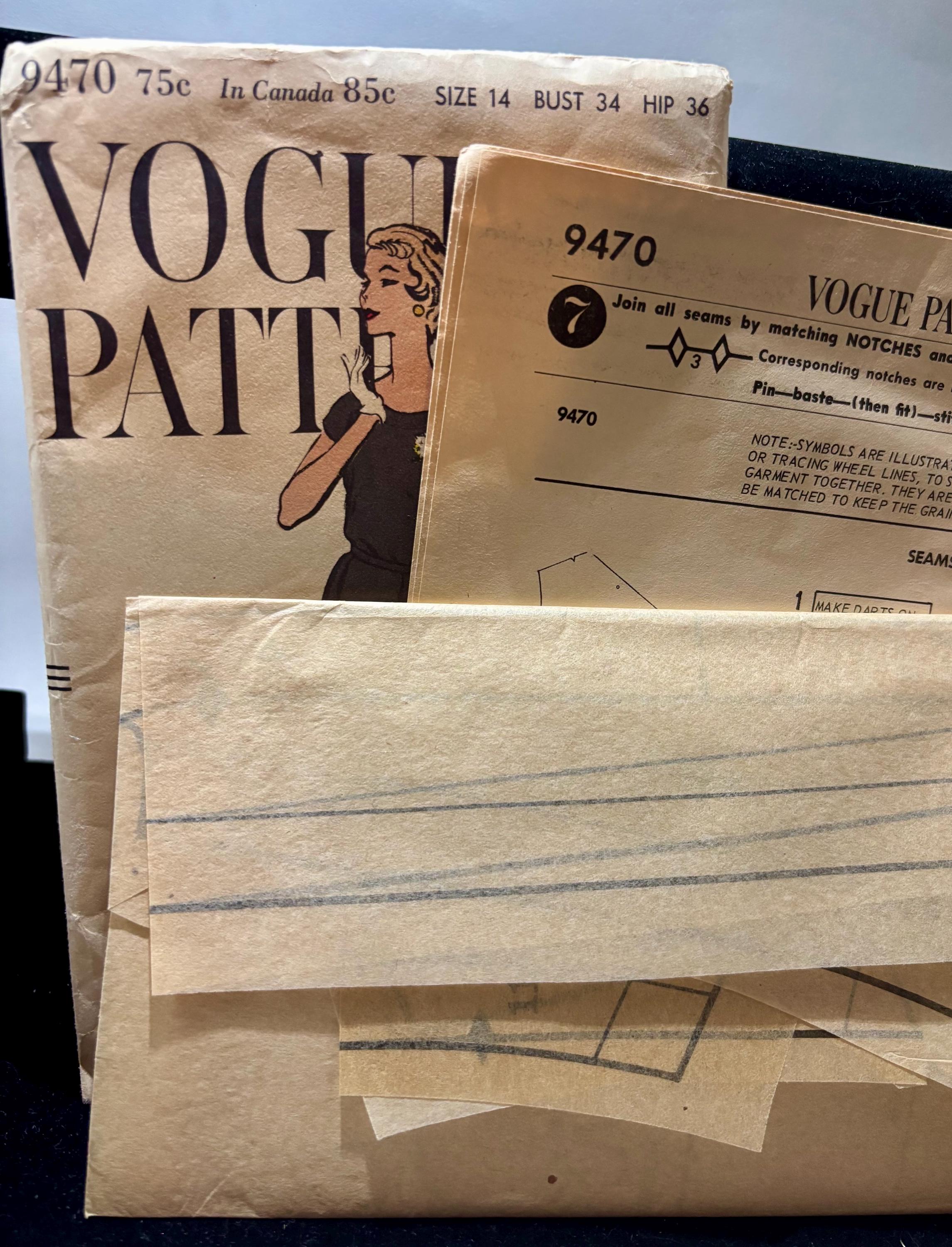 Vintage 1950s Vogue 9470 Sewing Pattern – Misses Size 14 Bust 34 Hip 36 – Slim Sheath Dress with Kimono Sleeves – Complete Uncut - Thumbnail 5