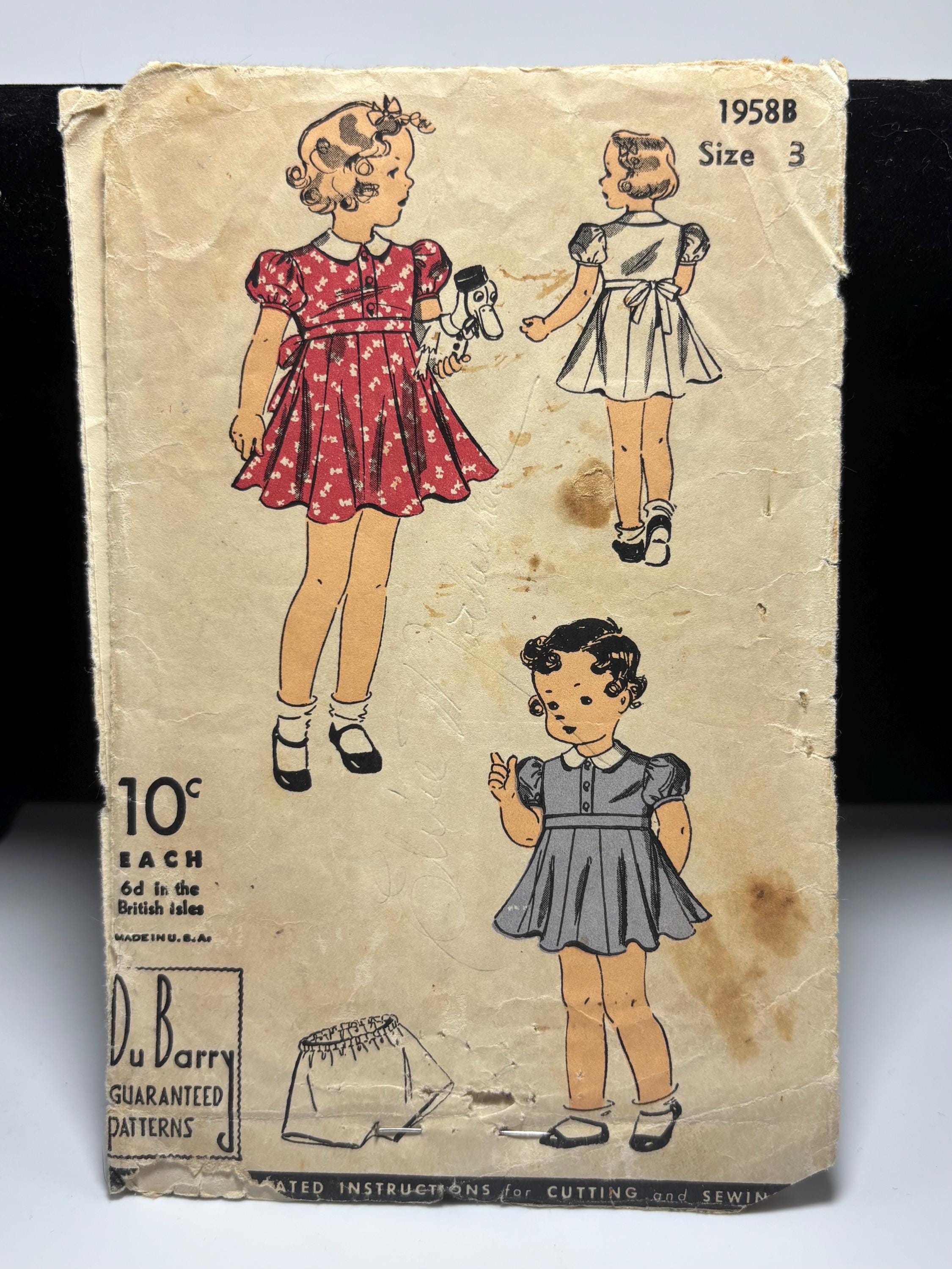 1930s Du Barry 1958B Toddler Dress & Panties Pattern – Shirley Temple Style Puff-Sleeve Party Dress, Size 3 - Thumbnail 2