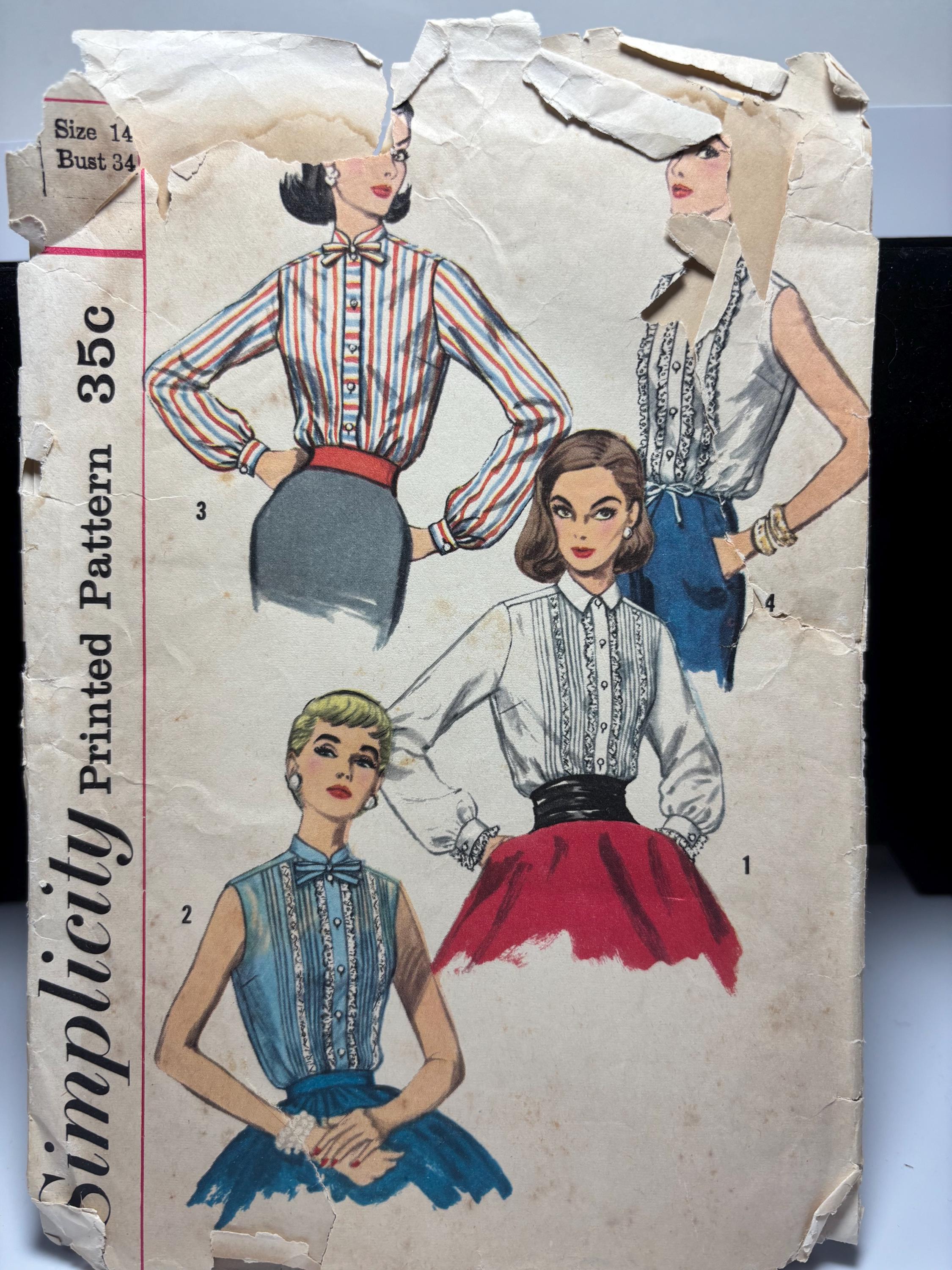 Vintage 1950s Simplicity 1837 Blouse Pattern, Size 14 Bust 34 – Mia Farrow Inspired Tops, Complete & Cut - Thumbnail 2