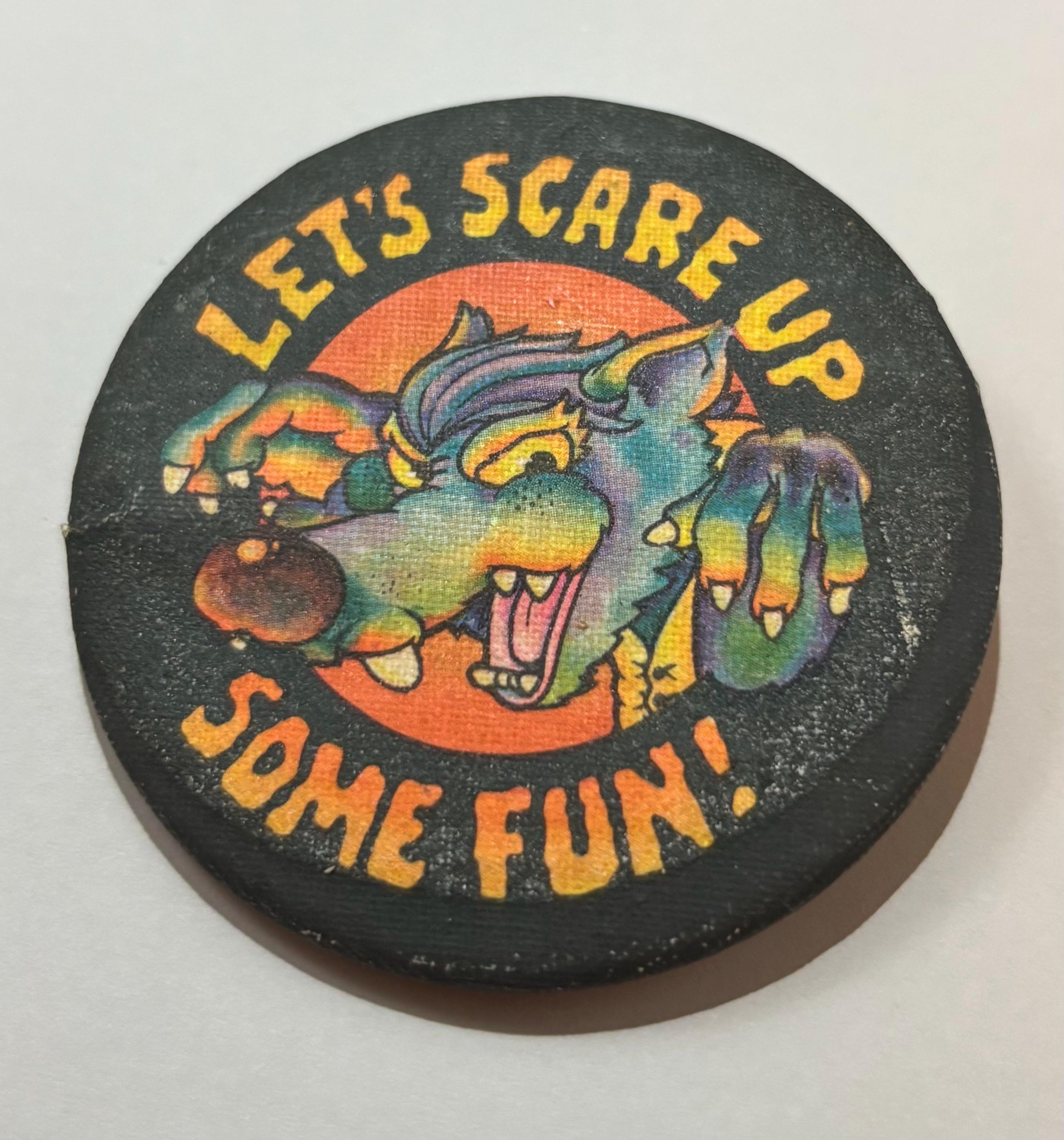 Vintage 1980 Hallmark “Let’s Scare Up Some Fun!” Werewolf Button – Retro Halloween Pinback - Thumbnail 2