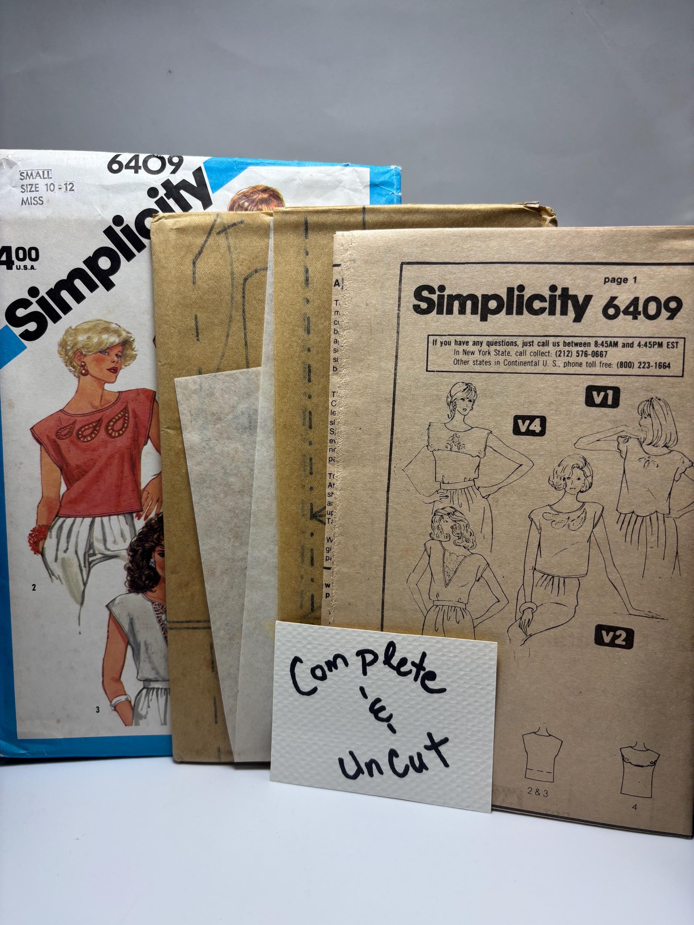 Simplicity 6409 (1983) Women’s Pullover Tops with Cutwork Embroidery – Size 10–12 – Complete & Uncut – Taylor Swift “Fearless” Era Vibes - Thumbnail 5