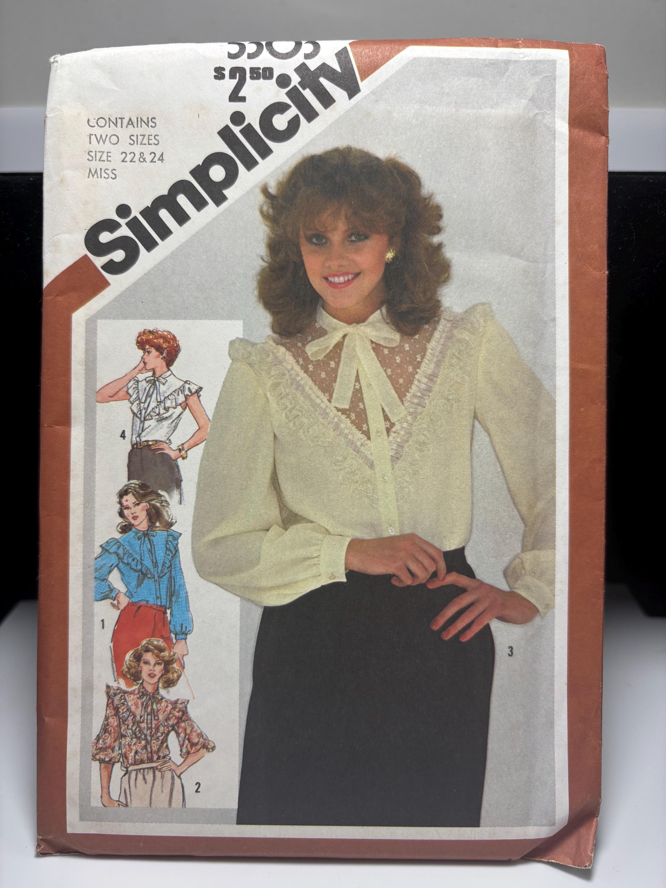 Vintage Simplicity 5505 – 1980s Romantic Ruffle Blouse Pattern – Size 22/24 – Complete & Uncut – Lace Victorian Secretary Top - Thumbnail 2