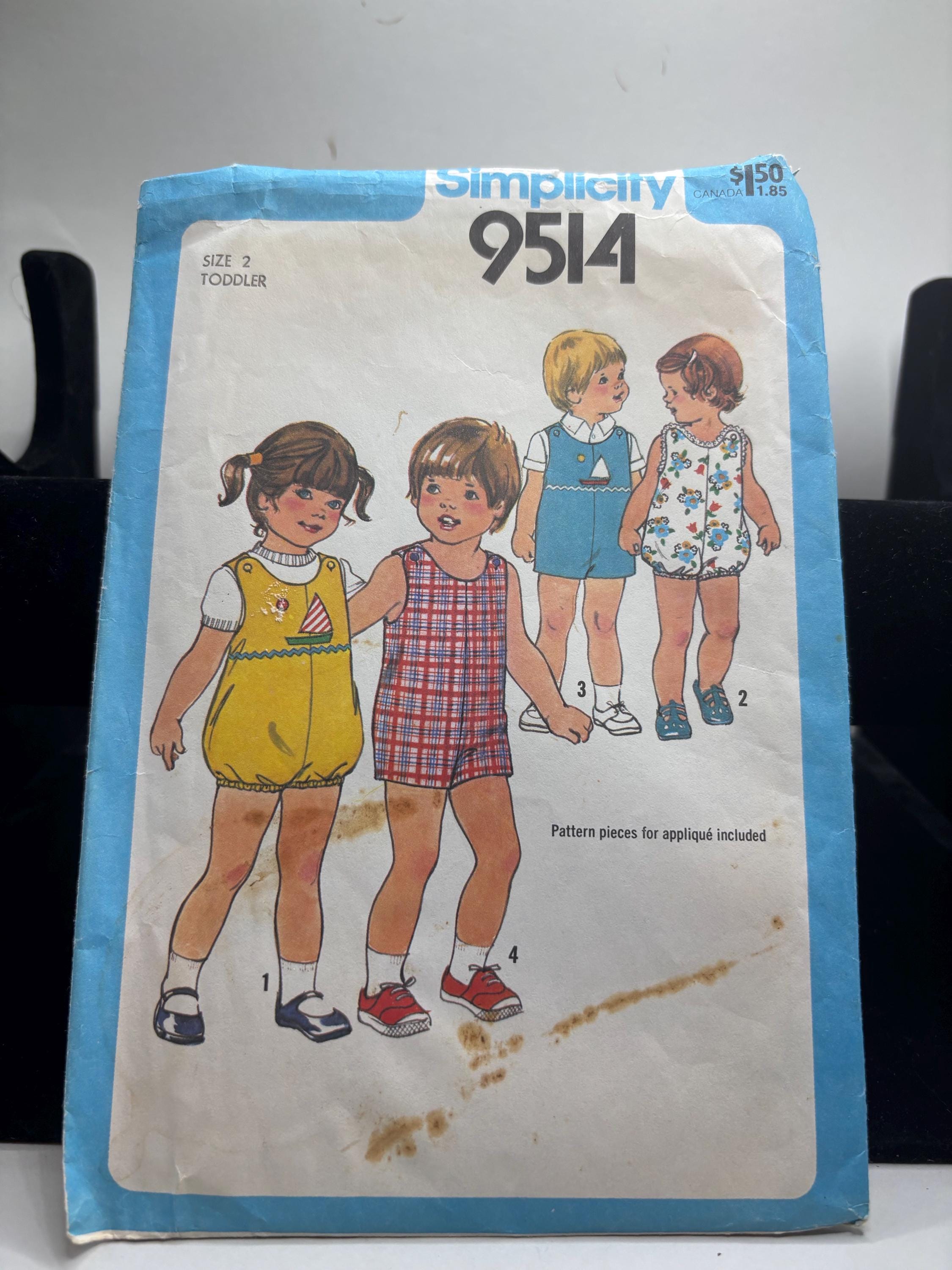 Vintage 1970s Simplicity 9514 Toddler Romper Pattern – Size 2 – Four Styles – Cut & Complete - Thumbnail 2