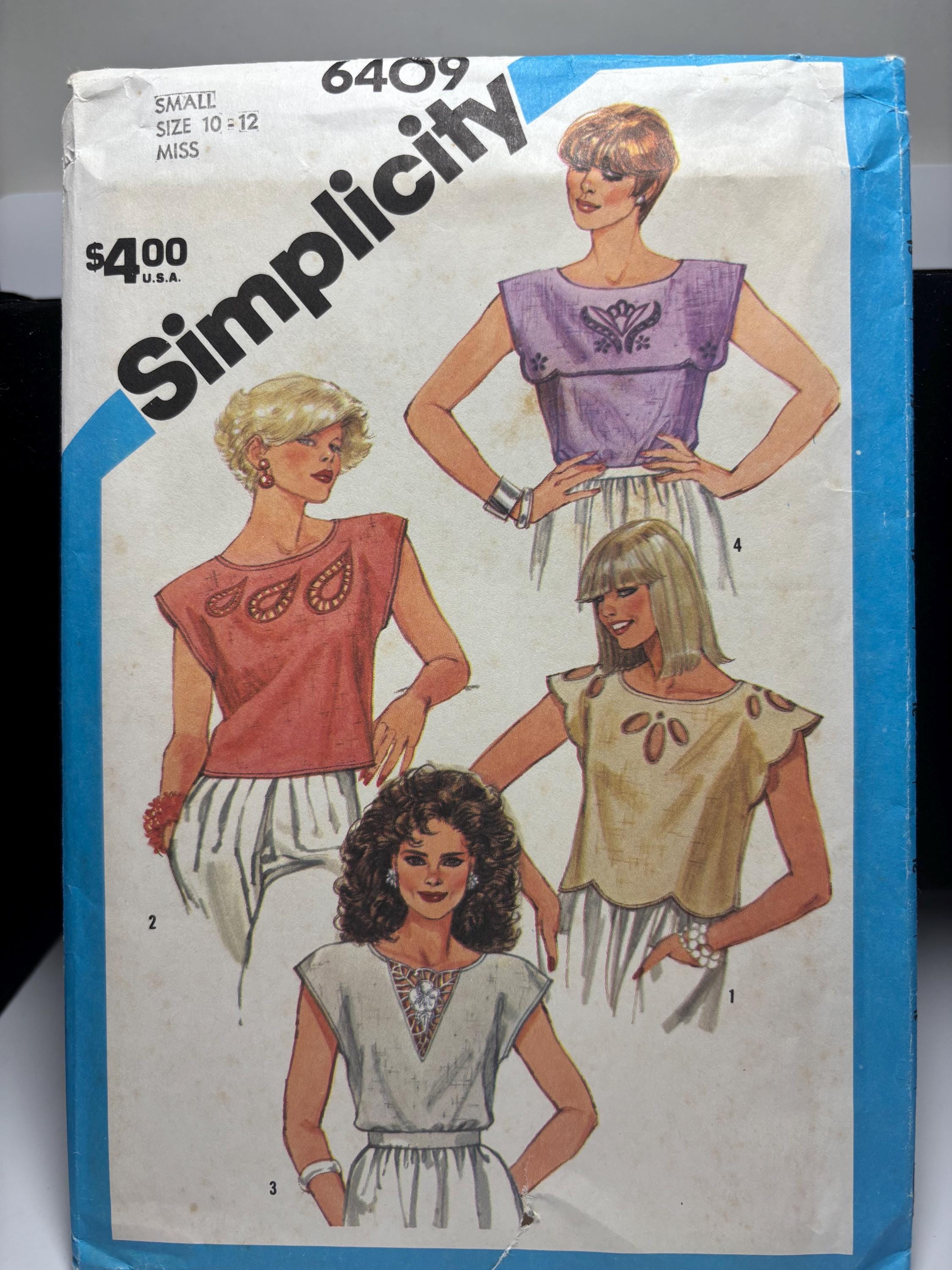 Simplicity 6409 (1983) Women’s Pullover Tops with Cutwork Embroidery – Size 10–12 – Complete & Uncut – Taylor Swift “Fearless” Era Vibes - Thumbnail 2