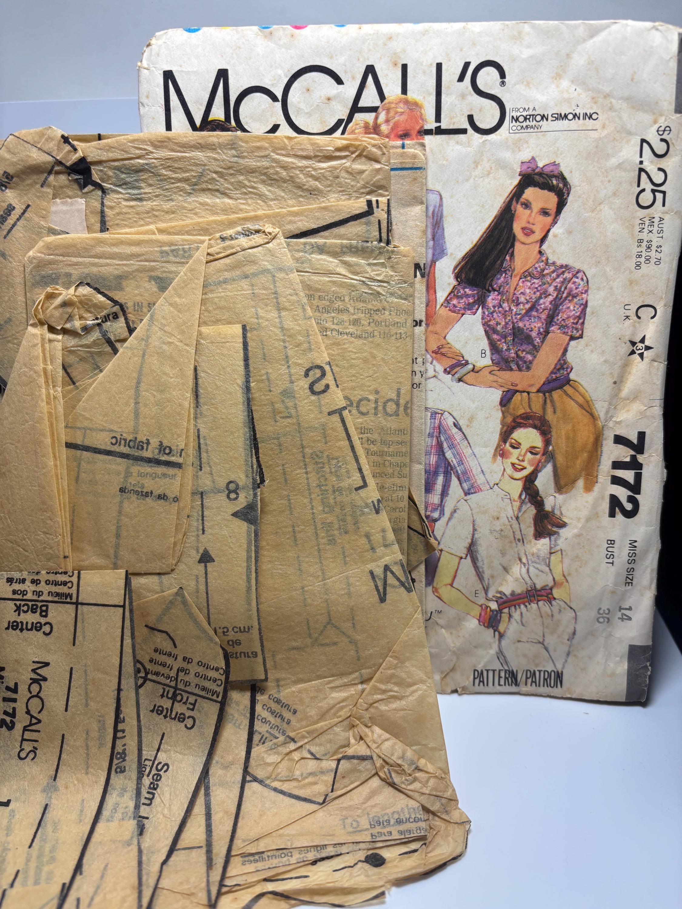 Vintage 1980s McCall’s 7172 Sewing Pattern | Misses’ Blouse with Neckline & Sleeve Variations Size 14 Bust 36 Complete Cut Working Girl Chic - Thumbnail 4