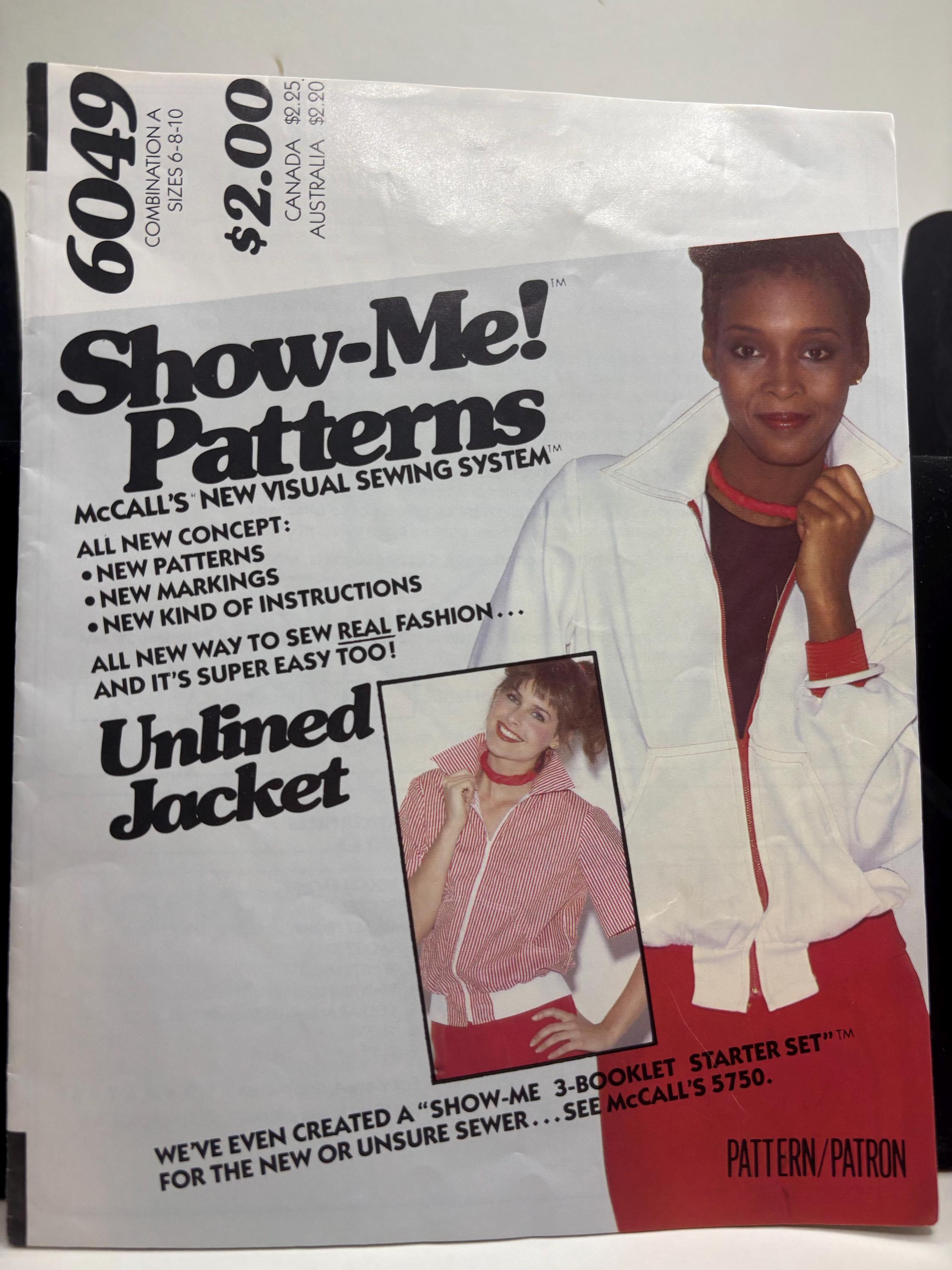Vintage McCalls 6049 Sewing Pattern - Show-Me! Series - 80s Size 6-10 - Complete & Cut - Unlined Jacket - Visual Sewing System - Thumbnail 2