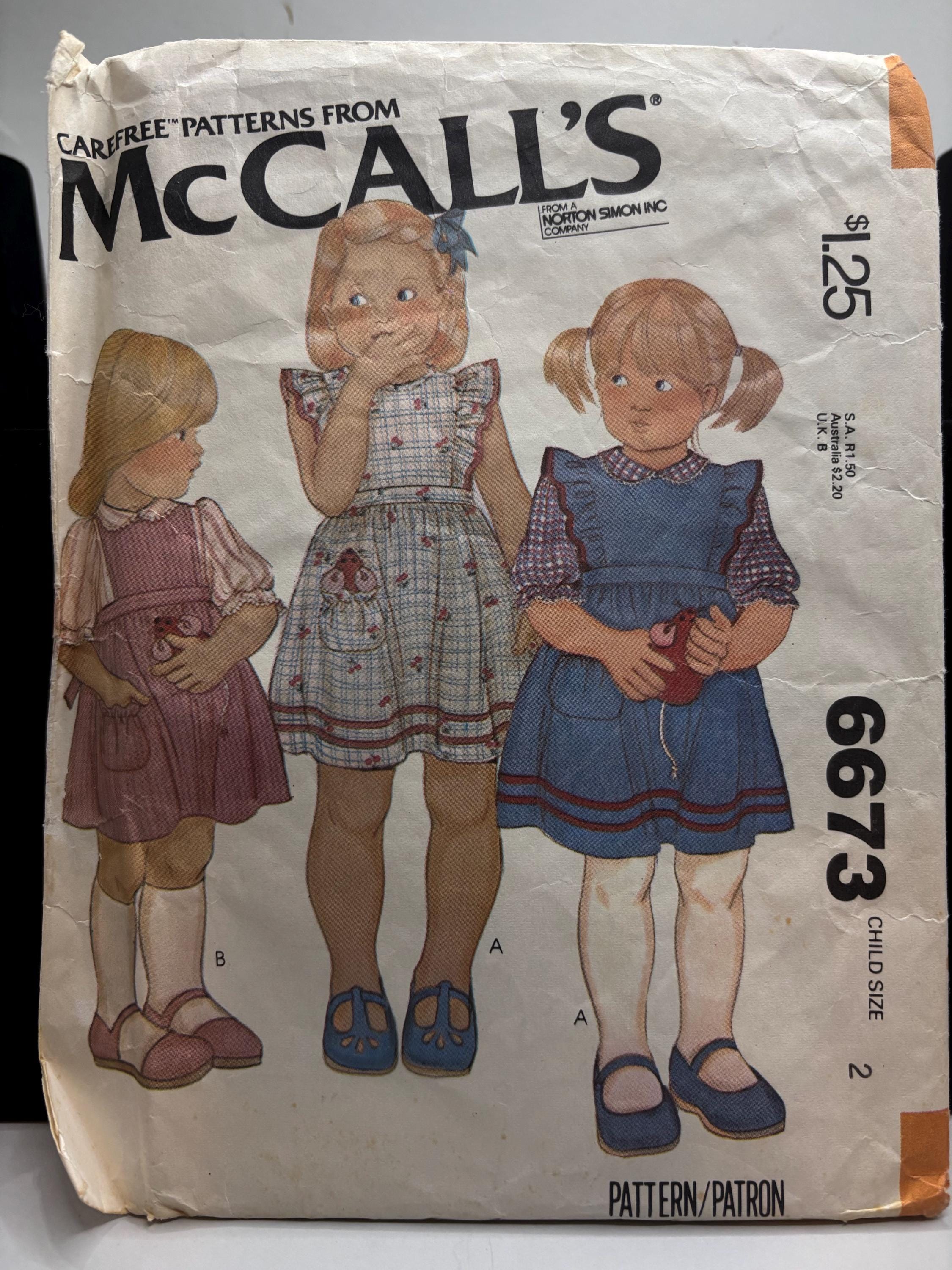 Vintage 1970s McCall’s 6673 Sewing Pattern – Child Size 2 - Retro Cottagecore Pinafore Dress Sewing Pattern - Thumbnail 2