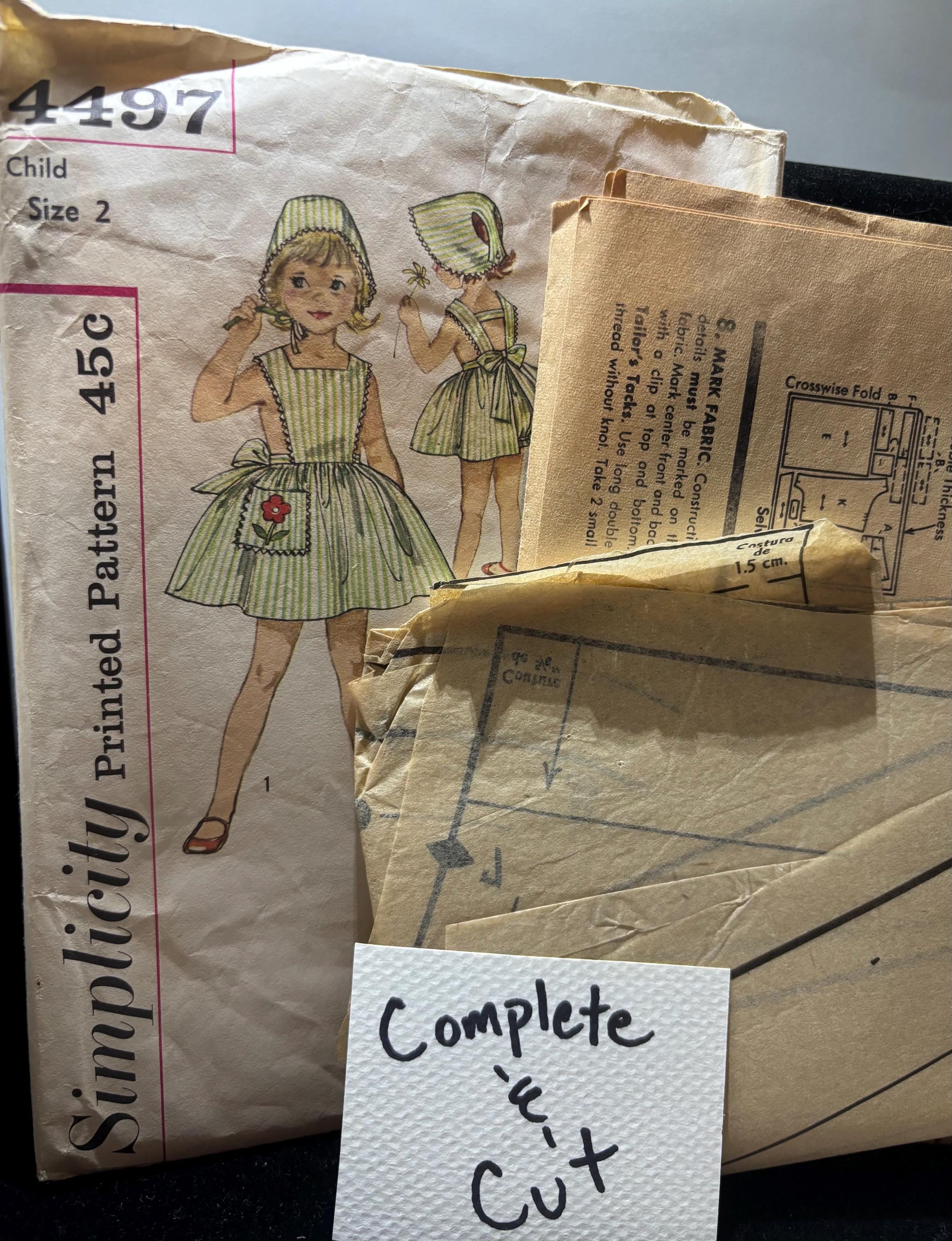 Vintage 1950s Simplicity 4497 Sewing Pattern – Child Size 2 – Girl’s Sundress, Bonnet & Panties – Complete Cut - Thumbnail 5