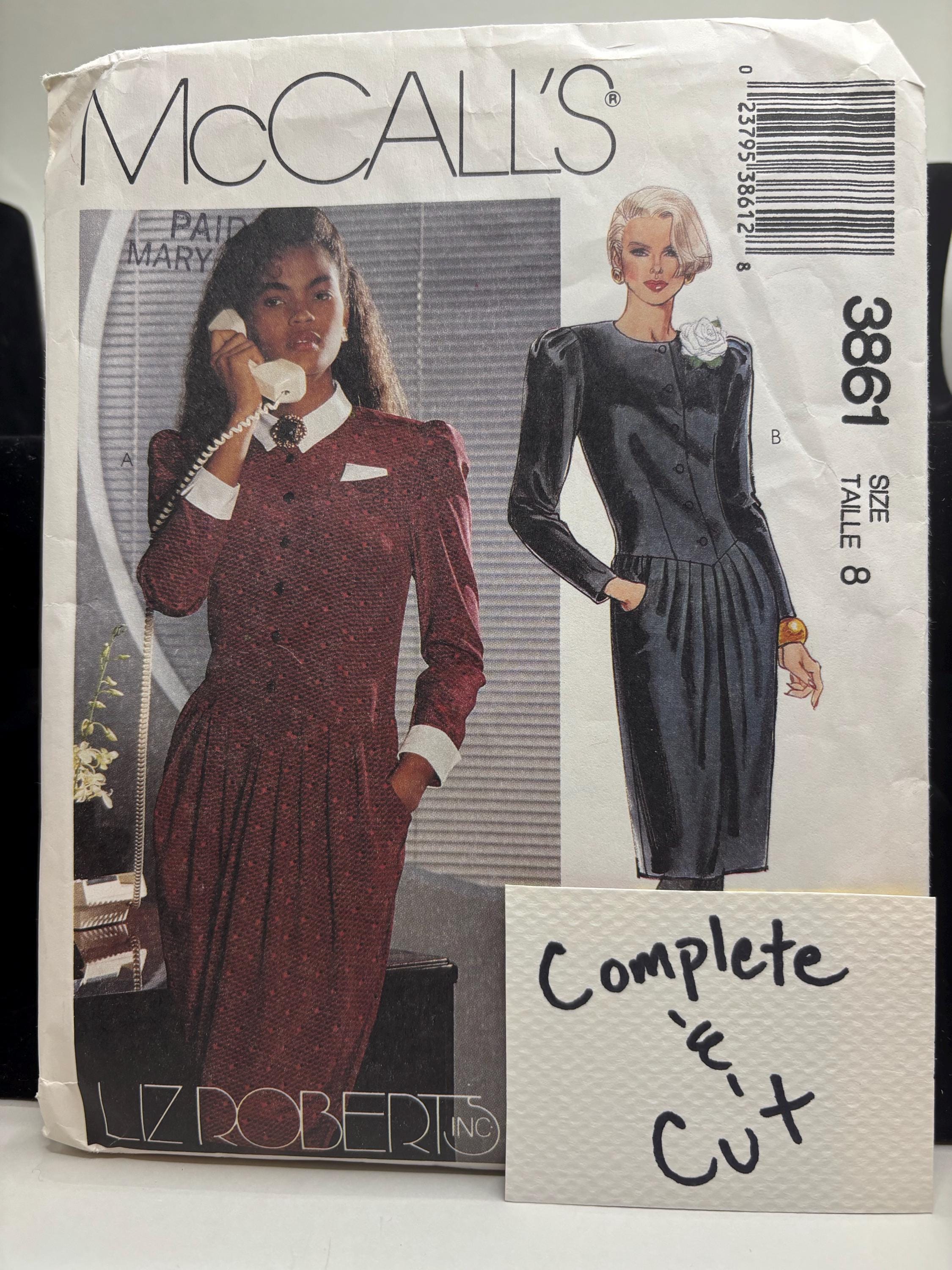 McCall’s 3861 | 1980s Business Goth Power Dress Pattern | Size 8 | Liz Roberts Inc.